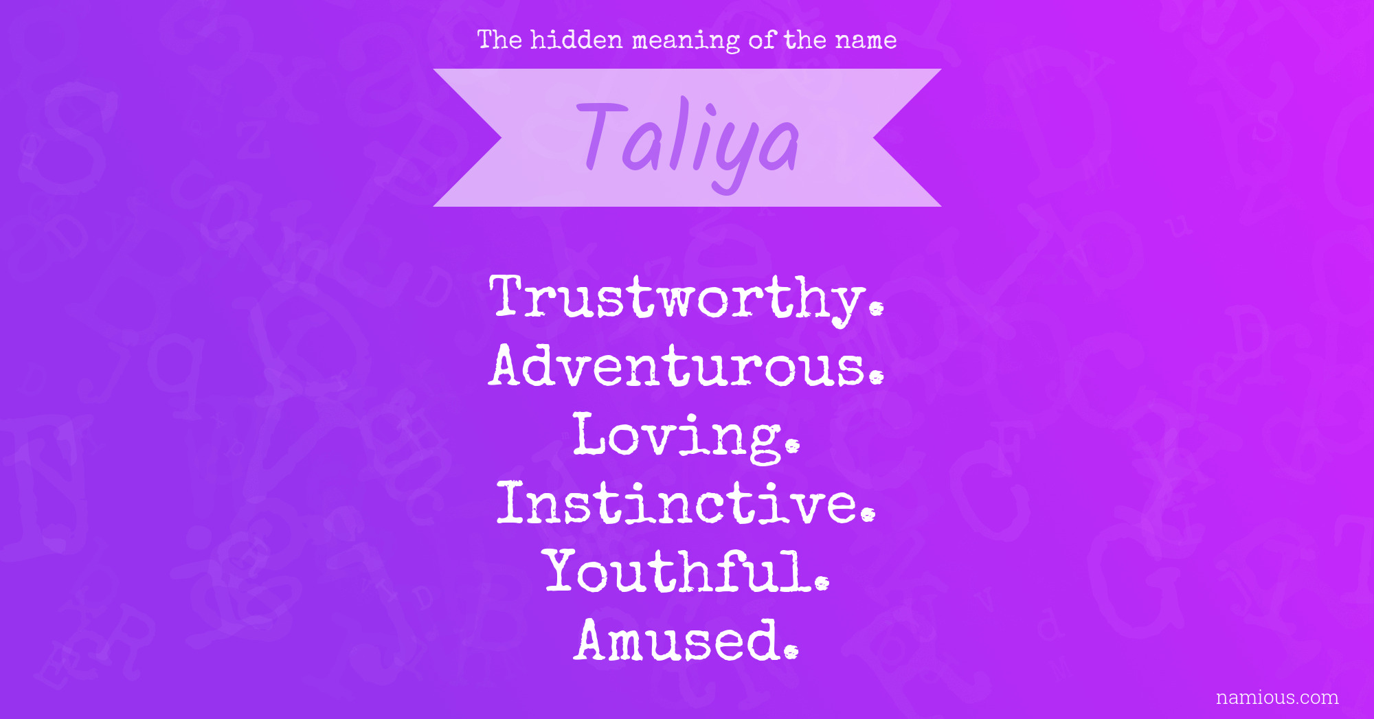 The hidden meaning of the name Taliya