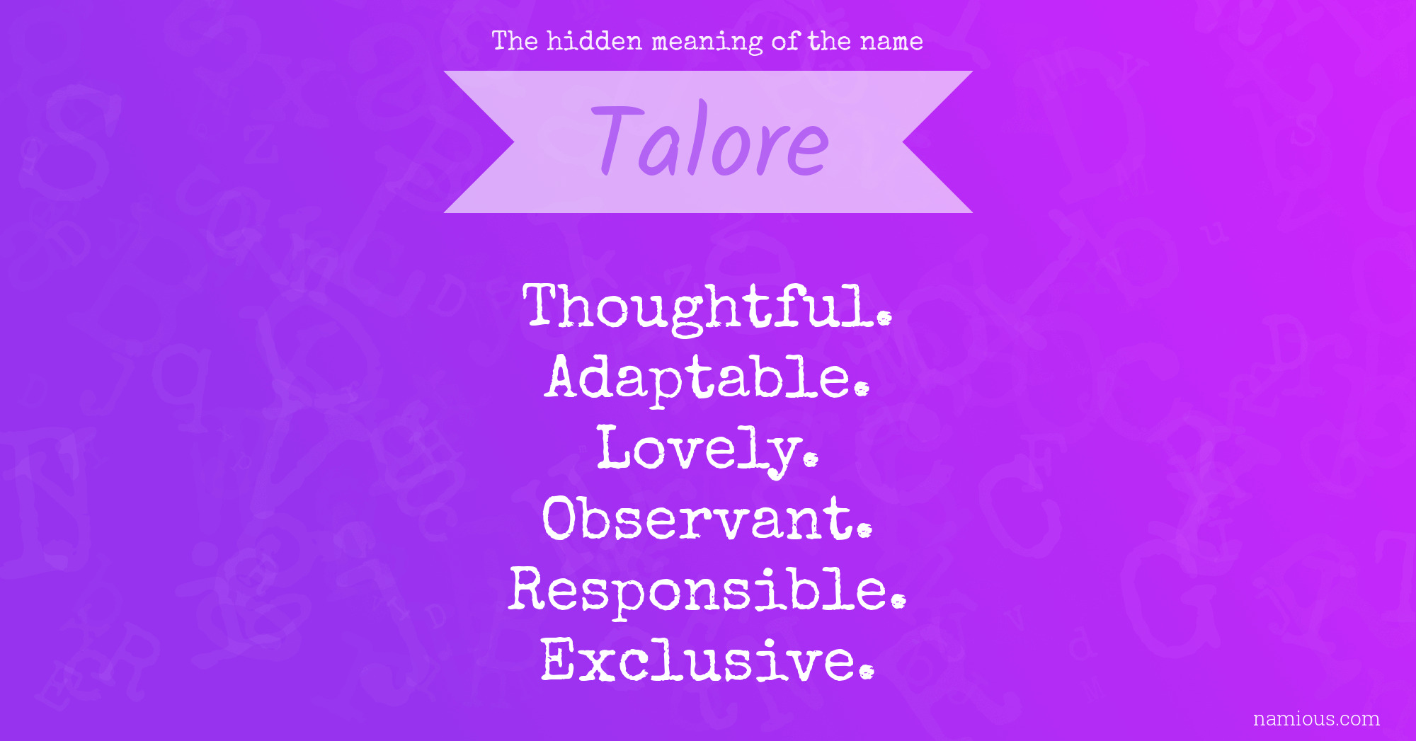 The hidden meaning of the name Talore
