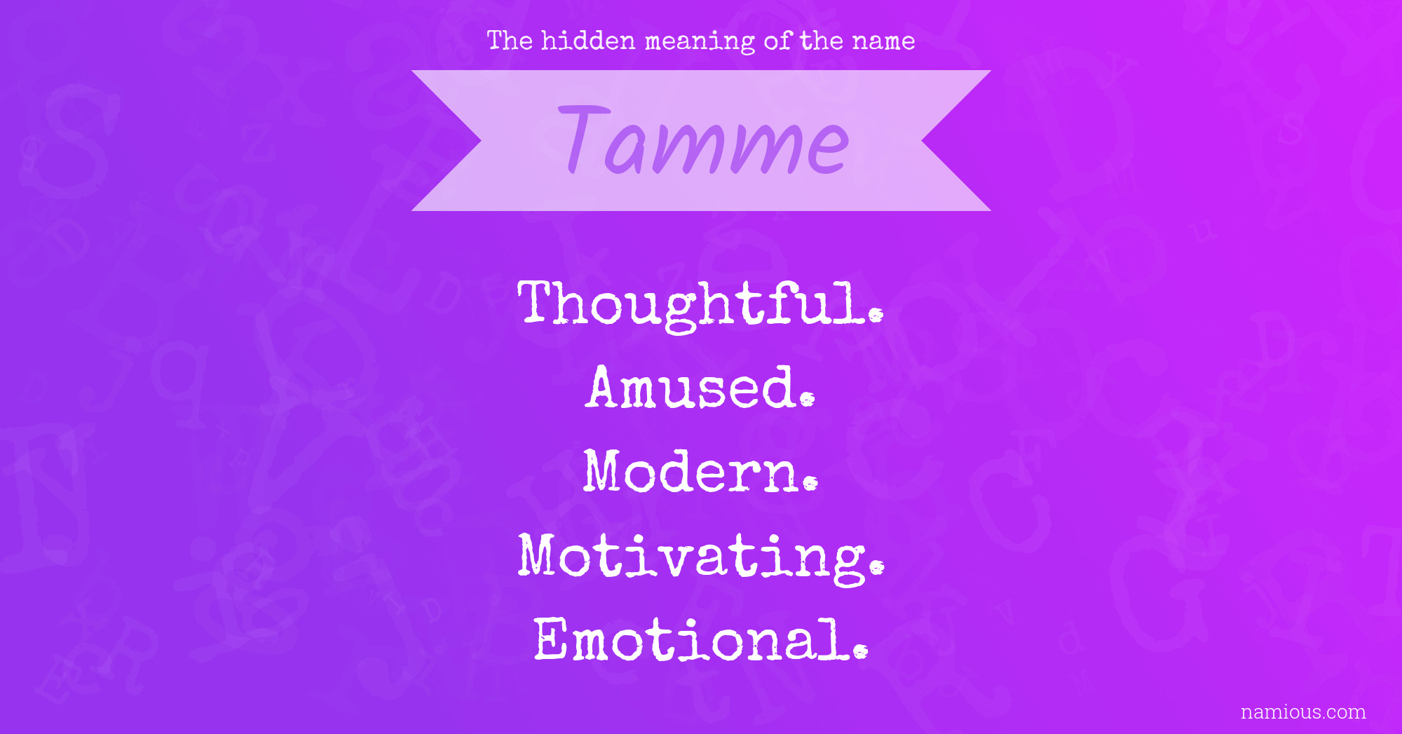 The hidden meaning of the name Tamme