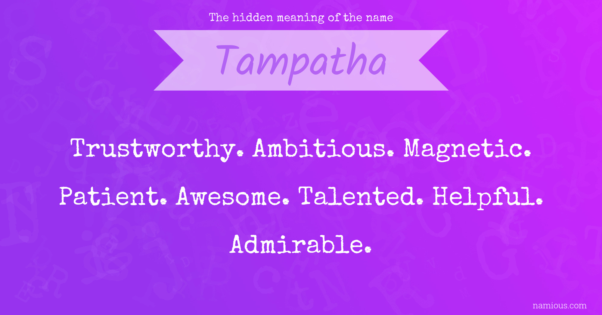 The hidden meaning of the name Tampatha