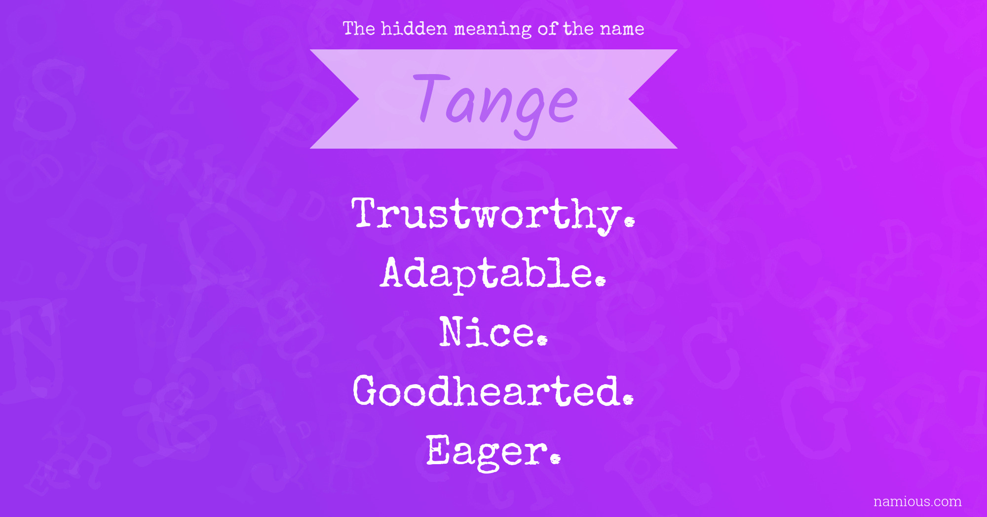 The hidden meaning of the name Tange