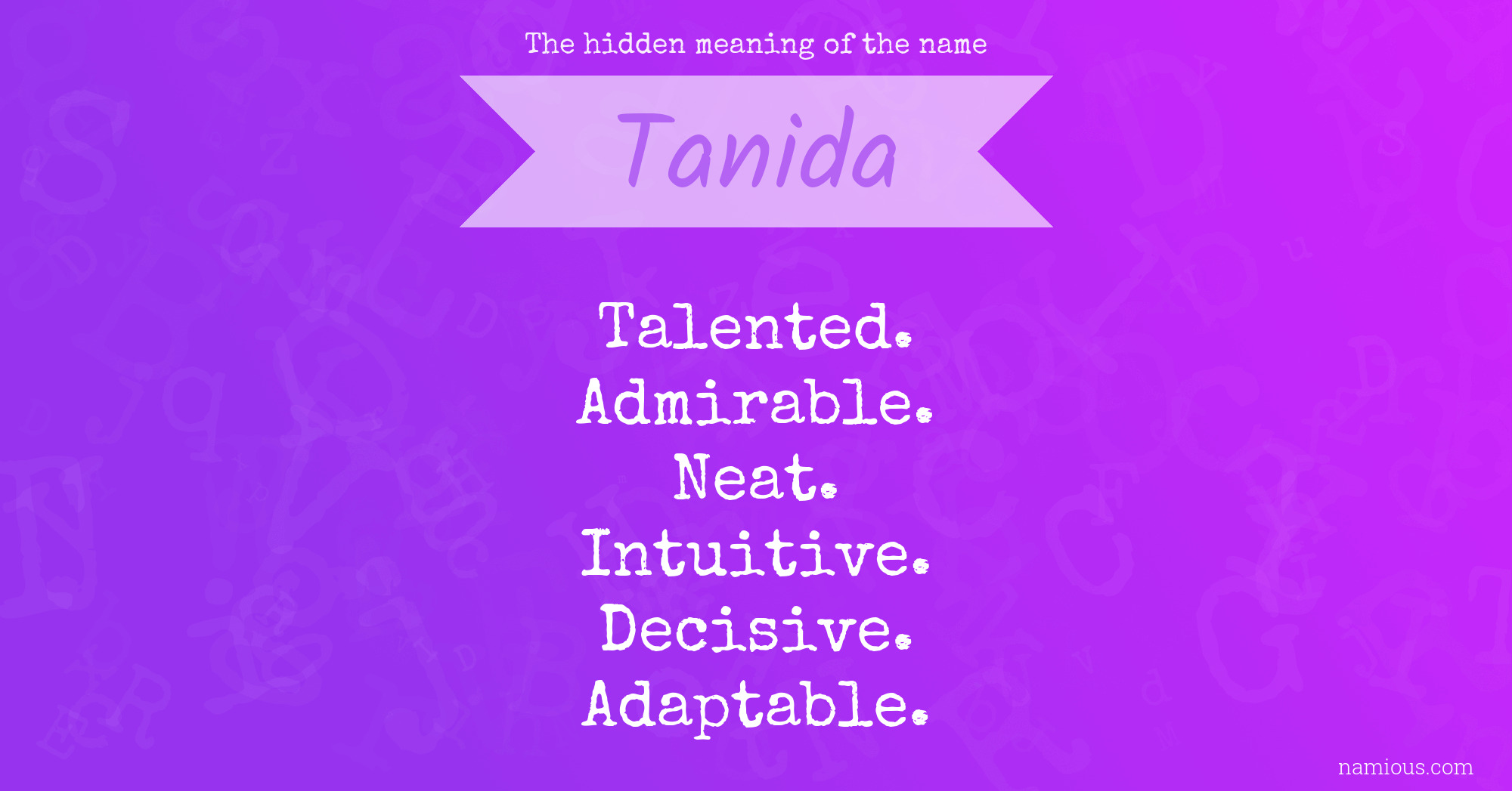 The hidden meaning of the name Tanida