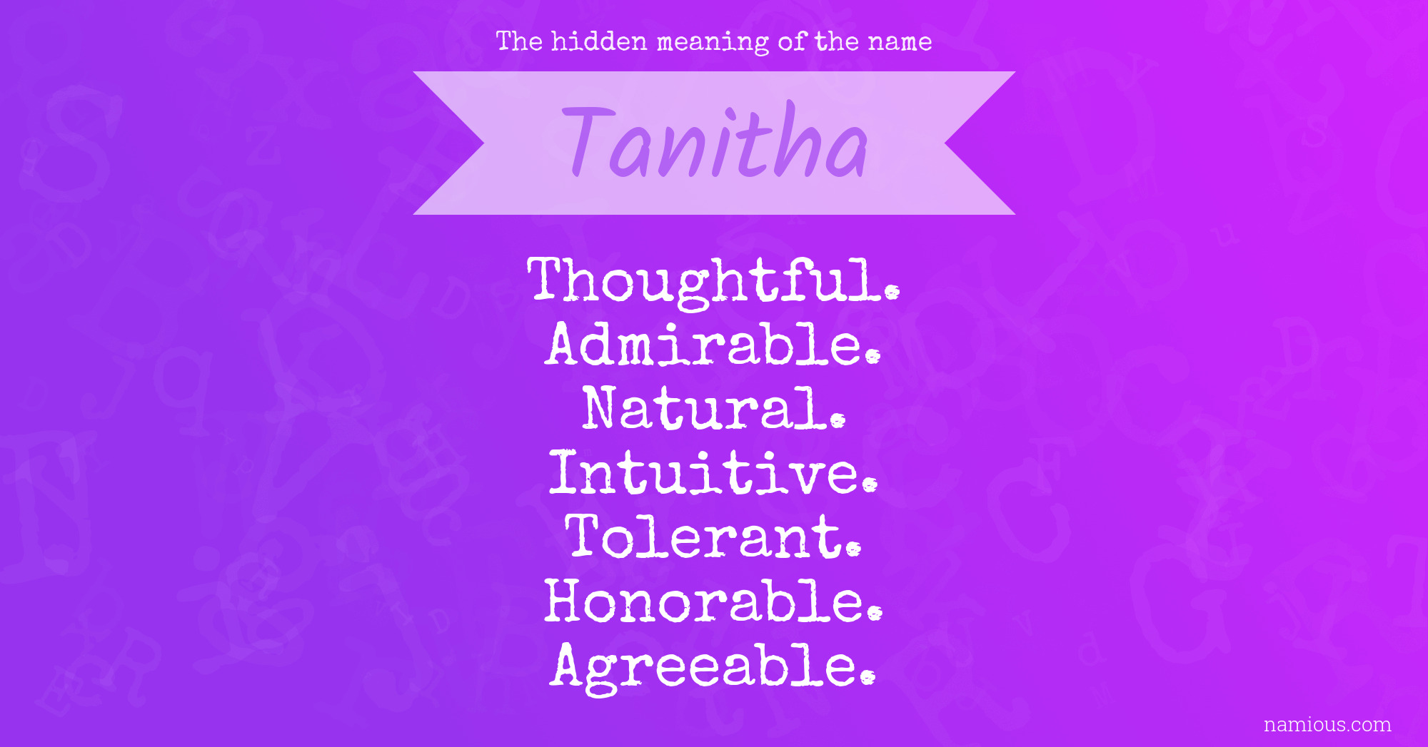 The hidden meaning of the name Tanitha