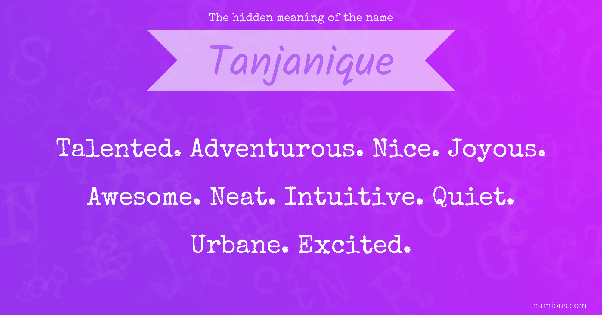 The hidden meaning of the name Tanjanique