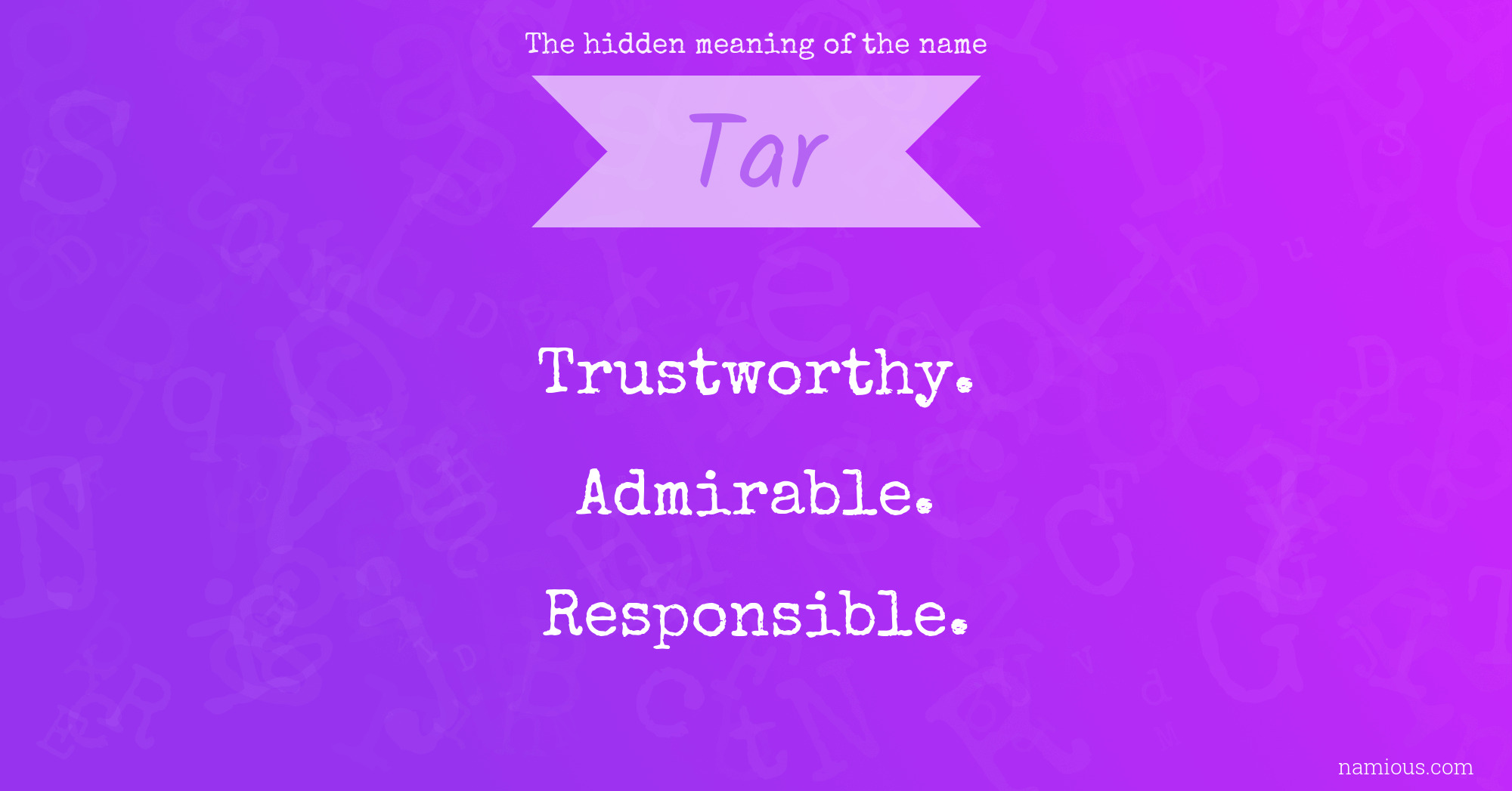 The hidden meaning of the name Tar