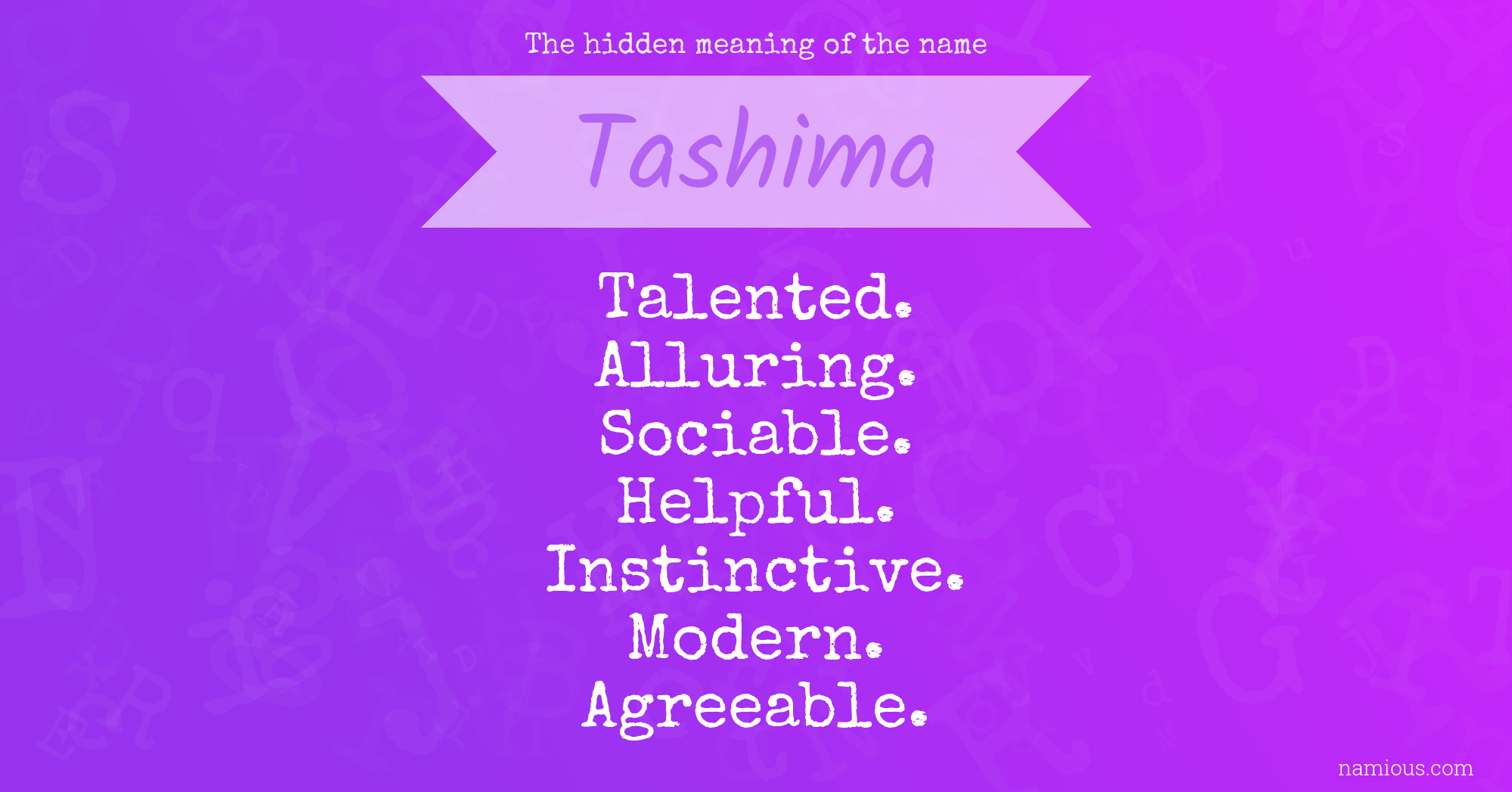 The hidden meaning of the name Tashima