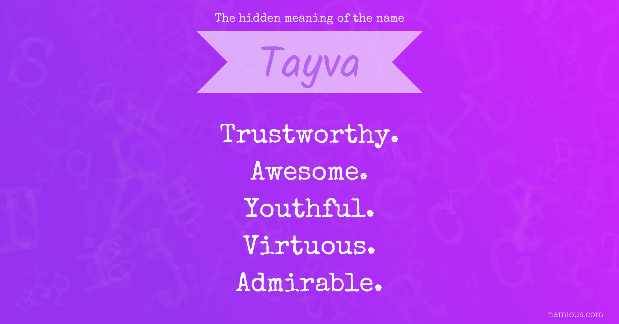 The hidden meaning of the name Tayva