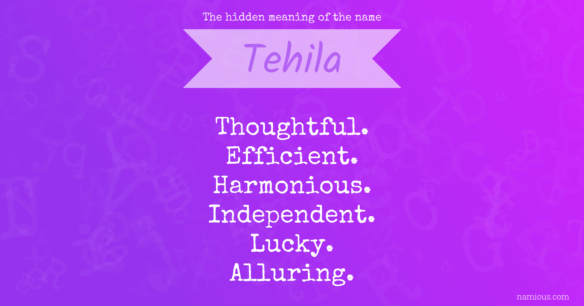 The hidden meaning of the name Tehila