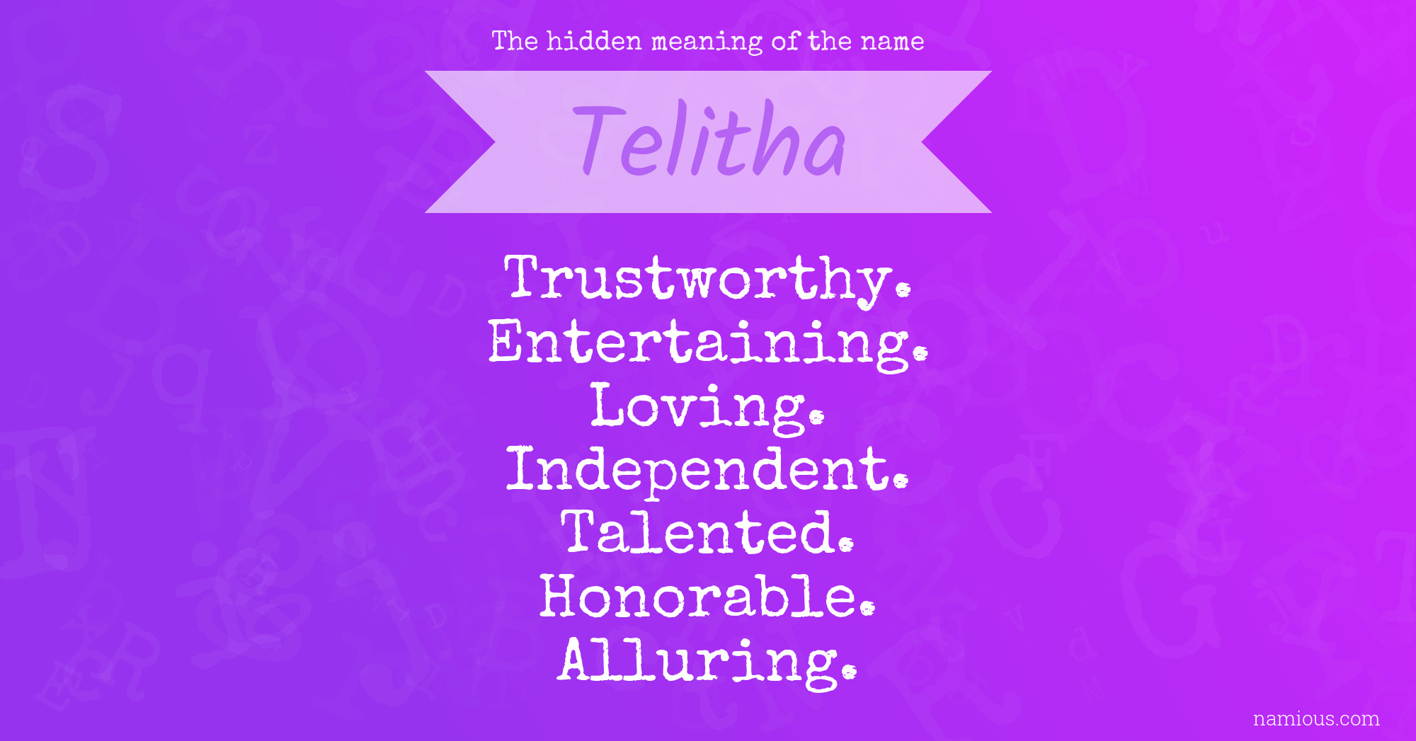 The hidden meaning of the name Telitha