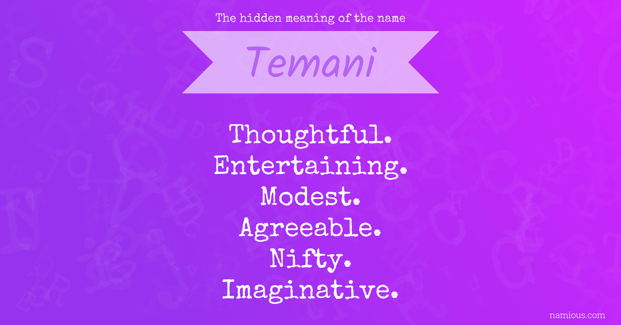 The hidden meaning of the name Temani