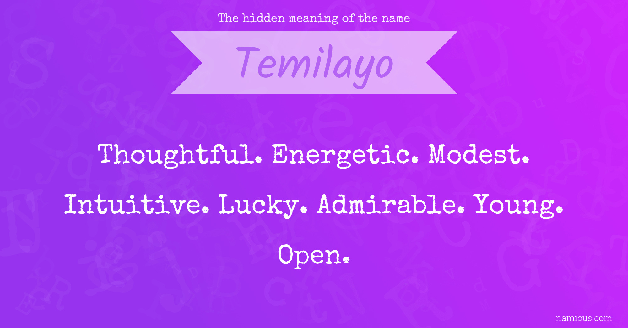 The hidden meaning of the name Temilayo