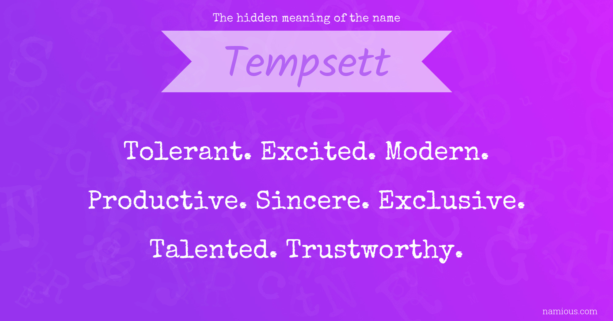 The hidden meaning of the name Tempsett