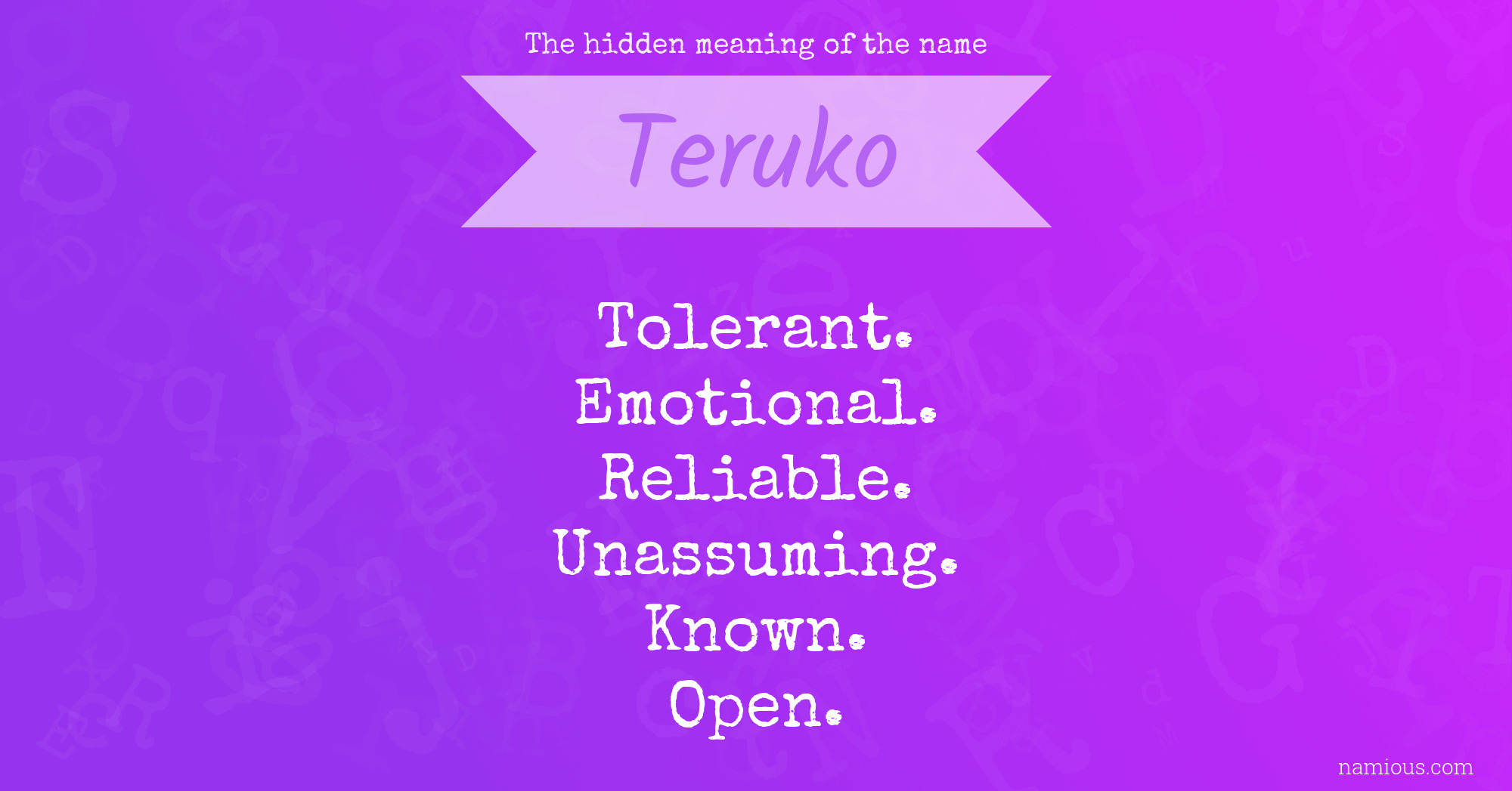 The hidden meaning of the name Teruko