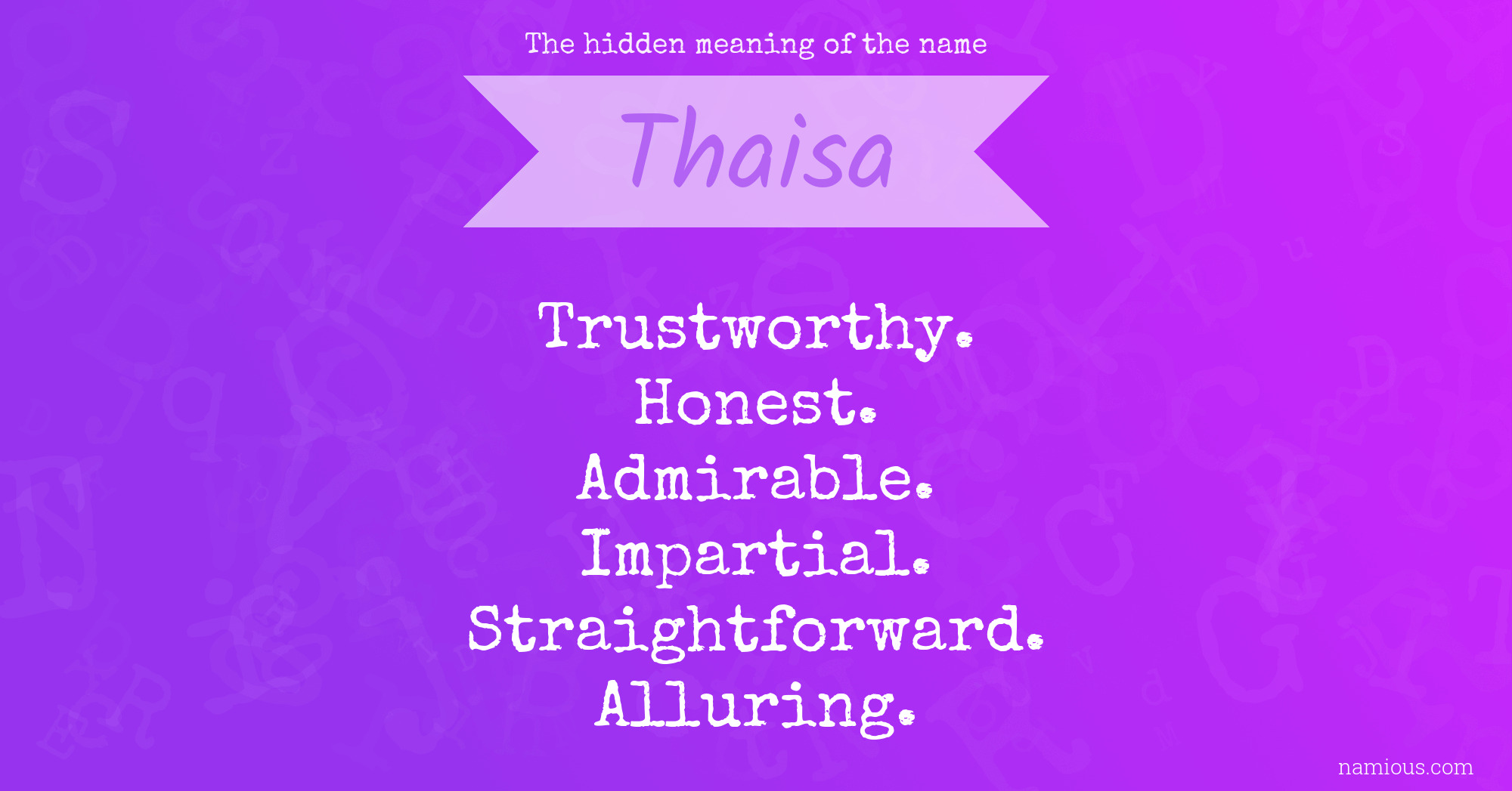 The hidden meaning of the name Thaisa