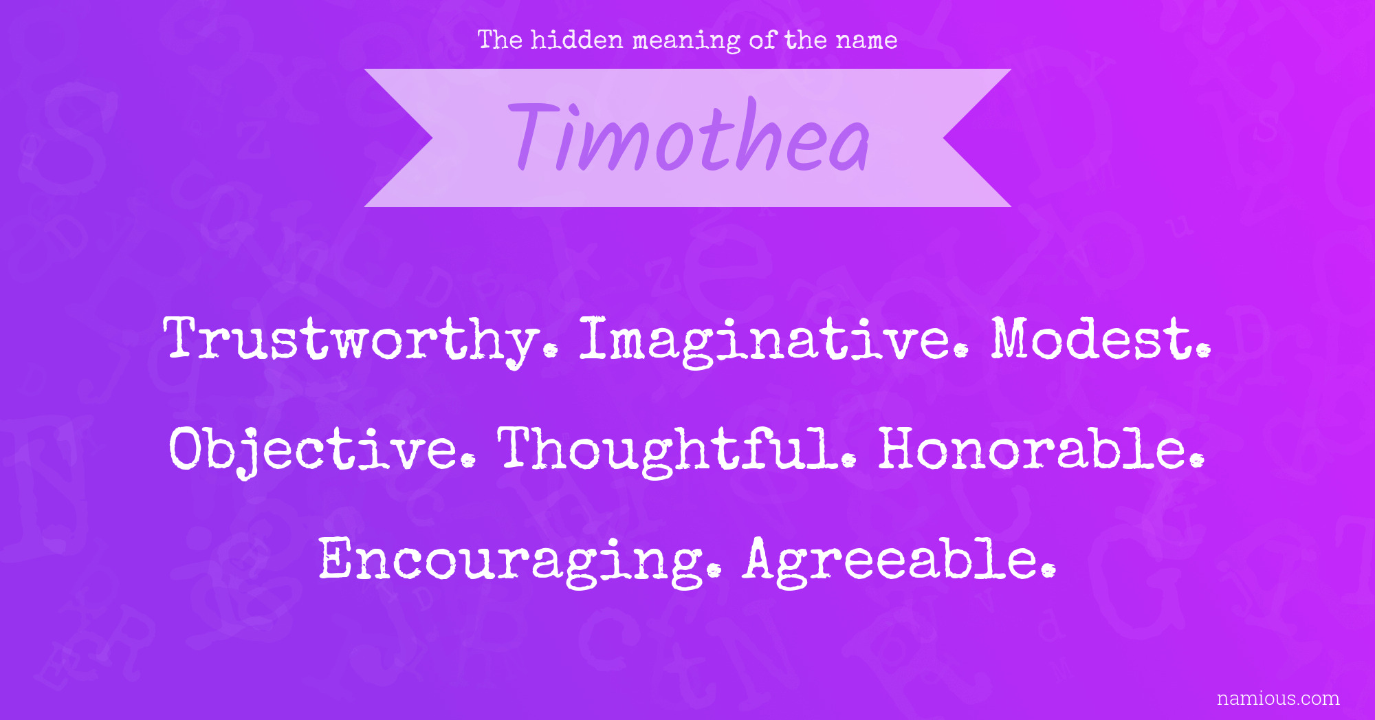 The hidden meaning of the name Timothea