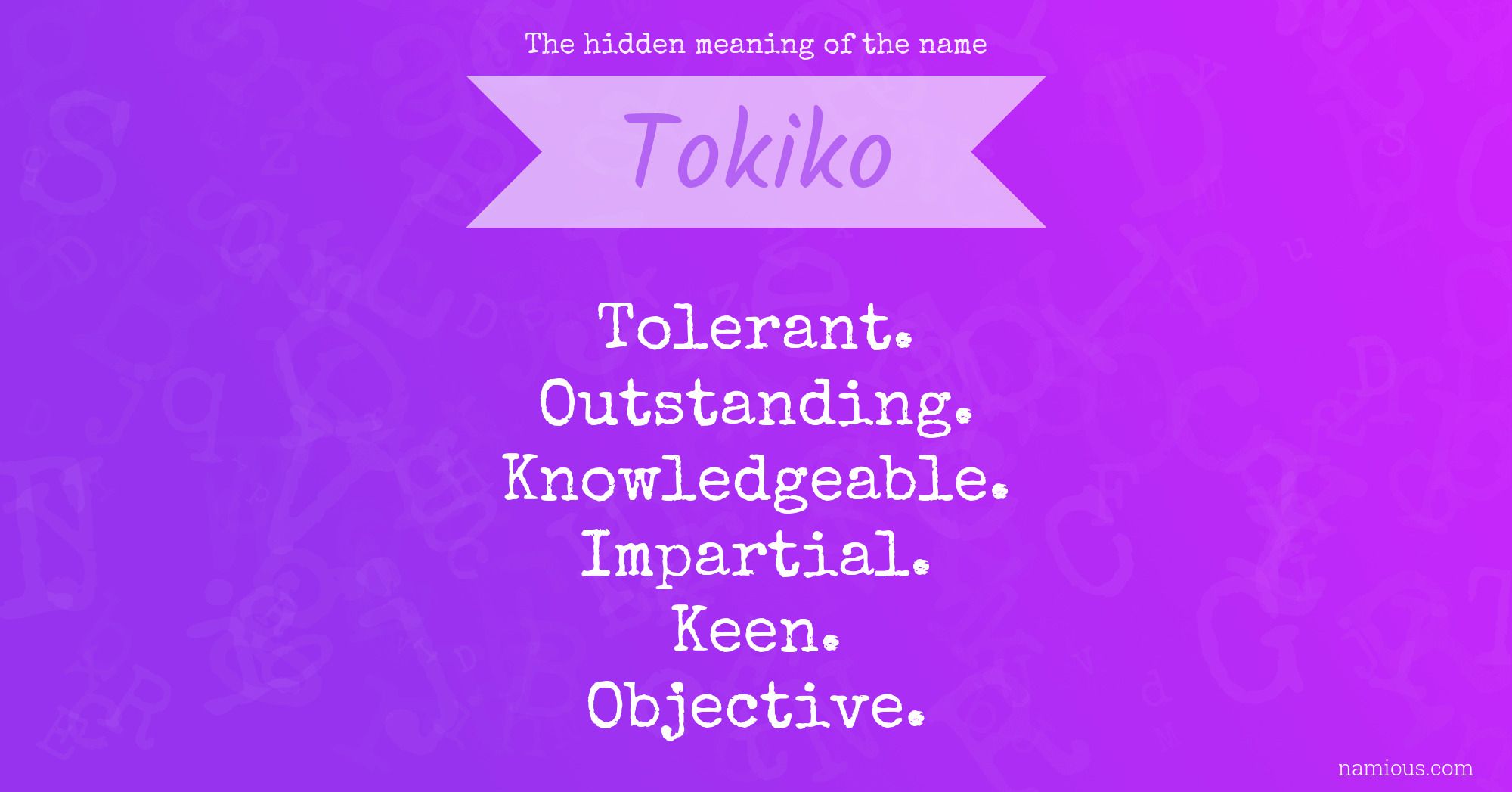 The hidden meaning of the name Tokiko