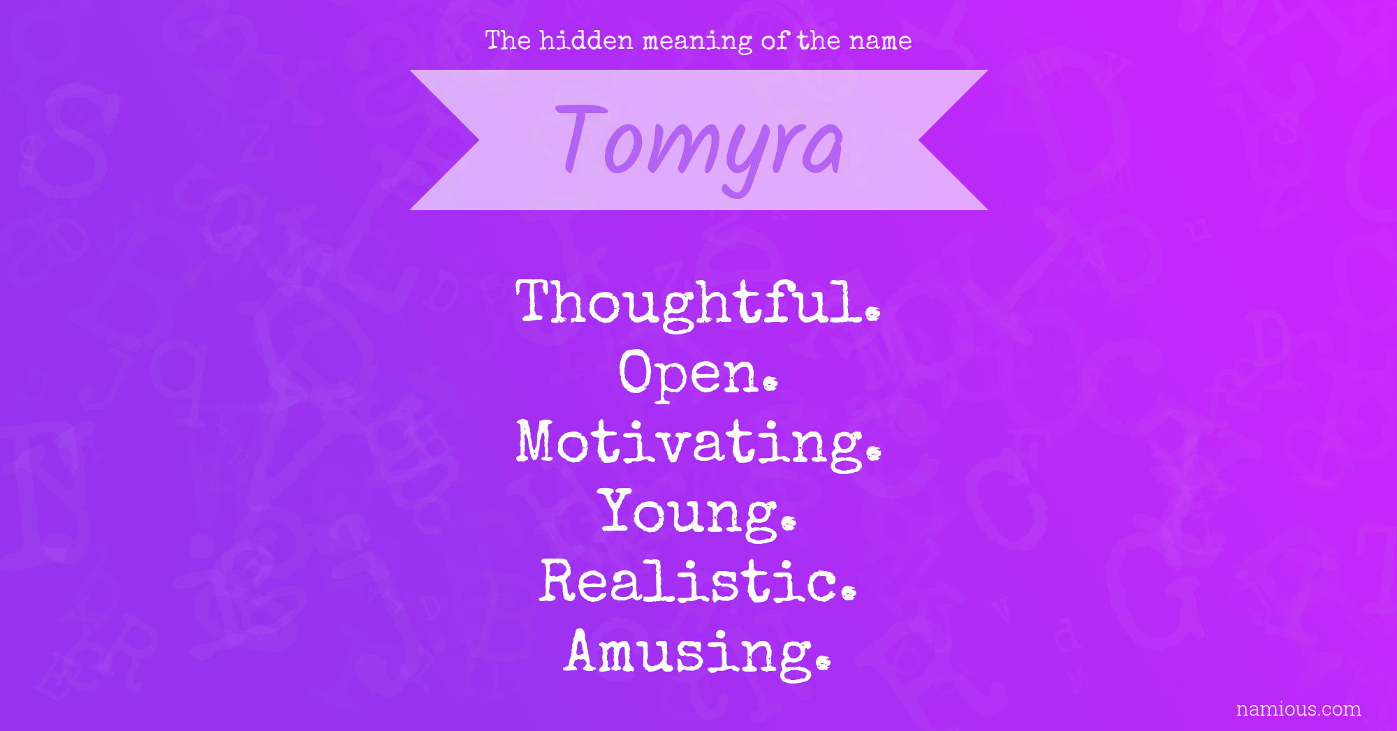 The hidden meaning of the name Tomyra