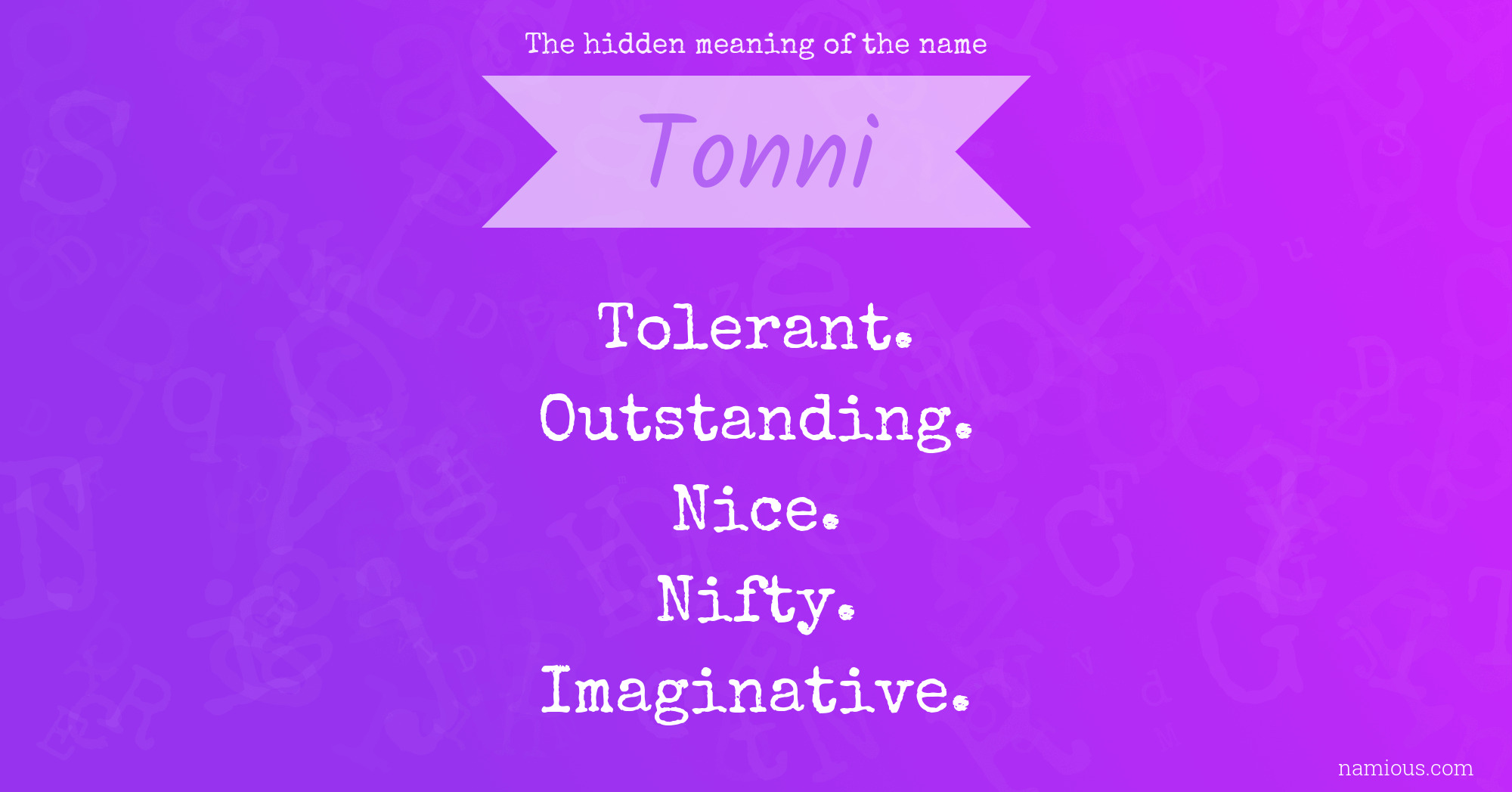 The hidden meaning of the name Tonni