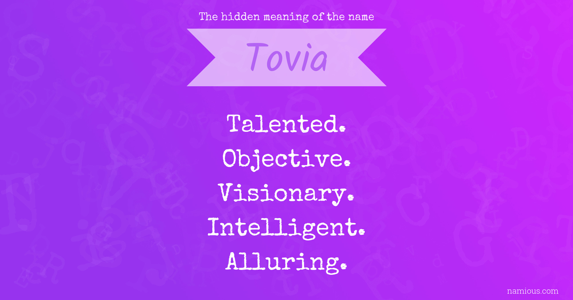 The hidden meaning of the name Tovia