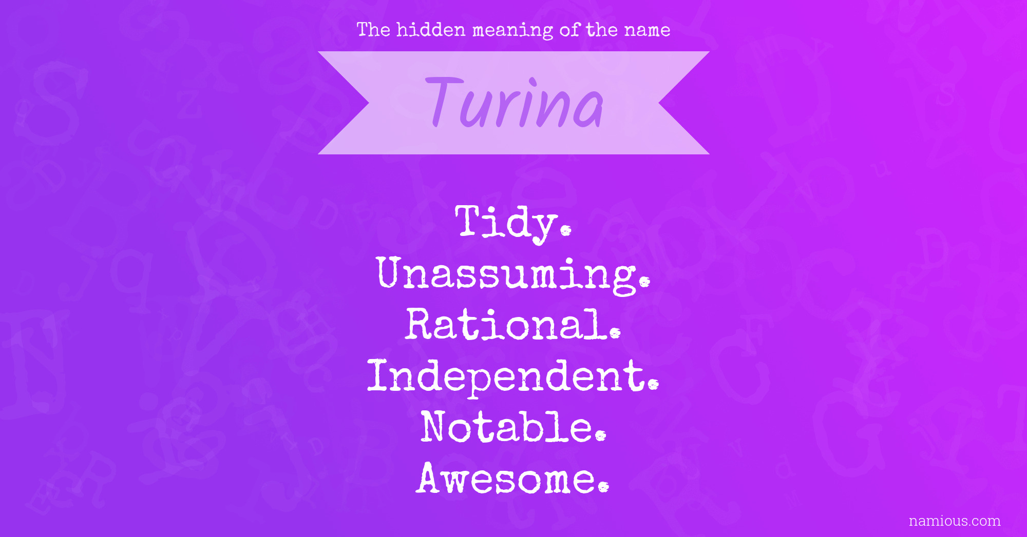 The hidden meaning of the name Turina