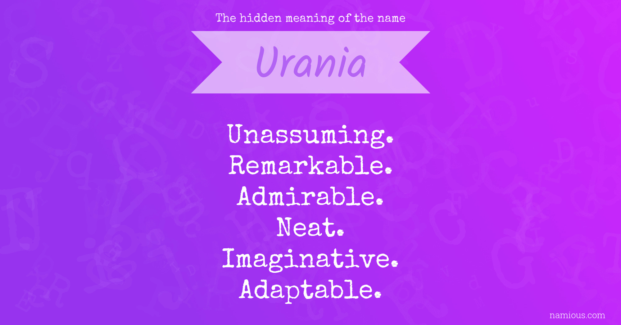 The hidden meaning of the name Urania