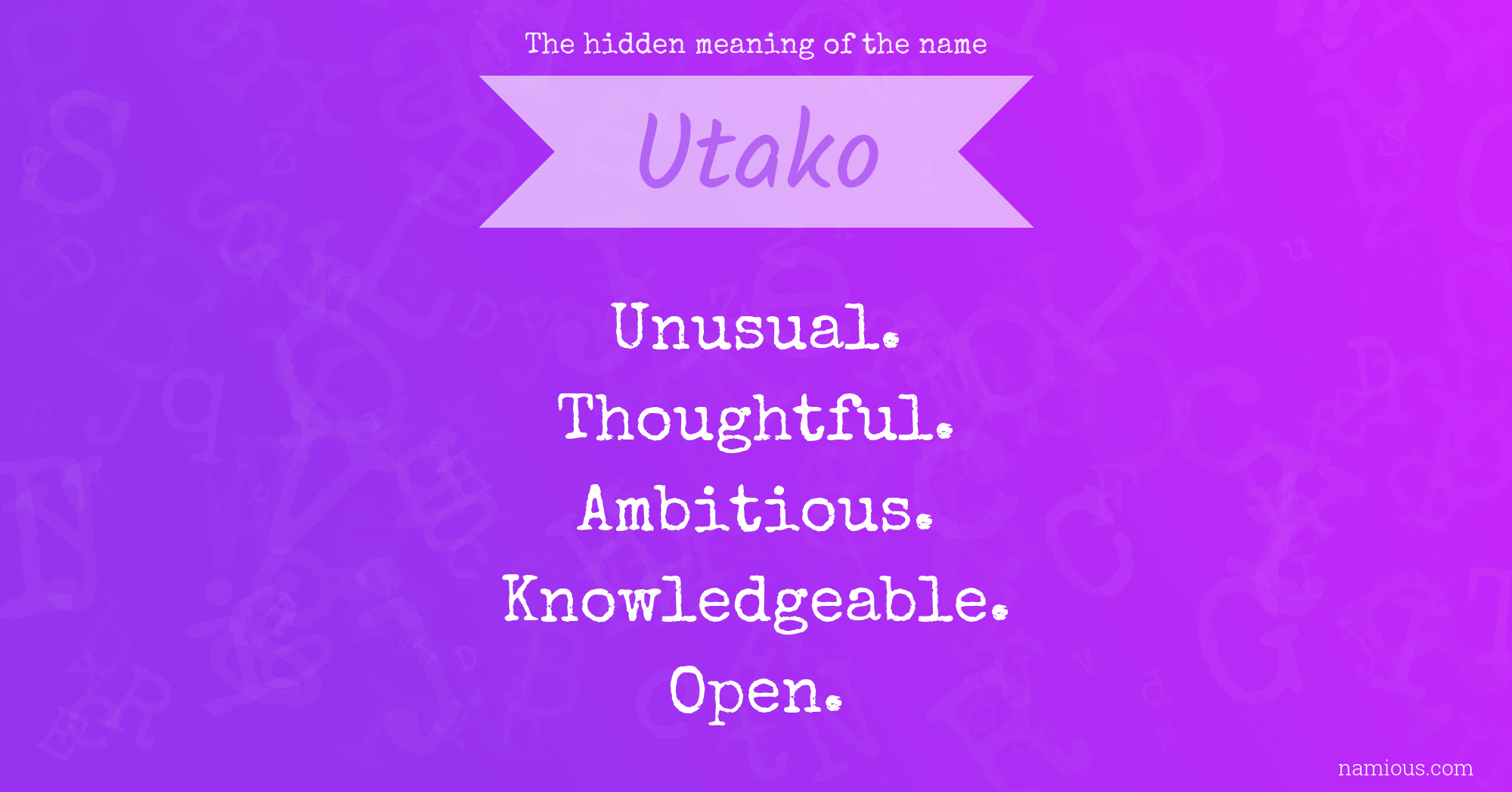 The hidden meaning of the name Utako