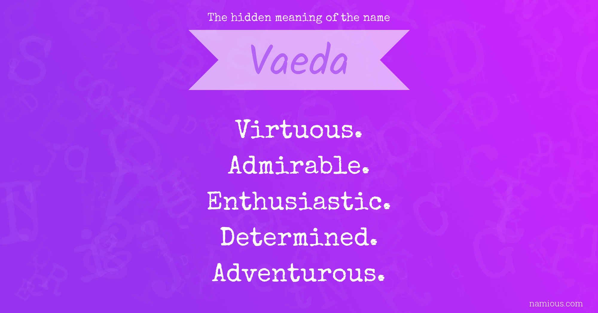 The hidden meaning of the name Vaeda