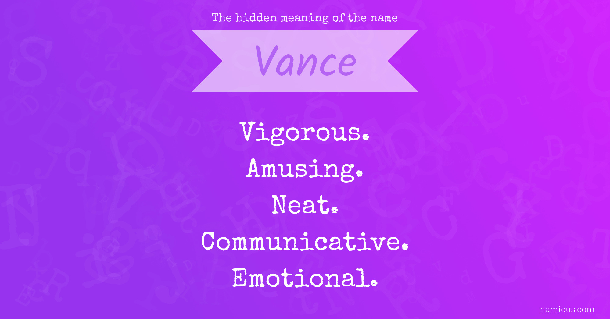 The hidden meaning of the name Vance | Namious