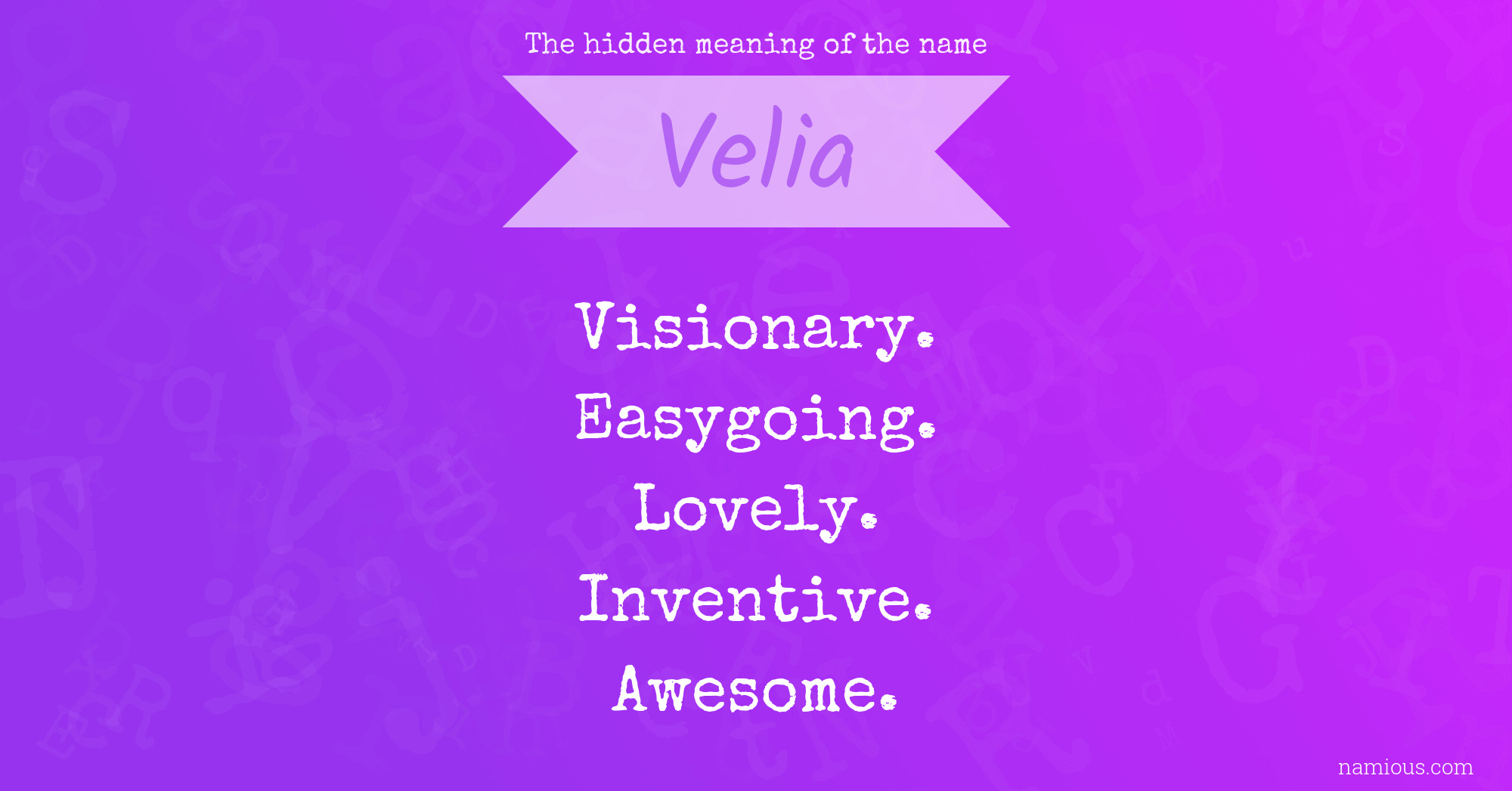 The hidden meaning of the name Velia