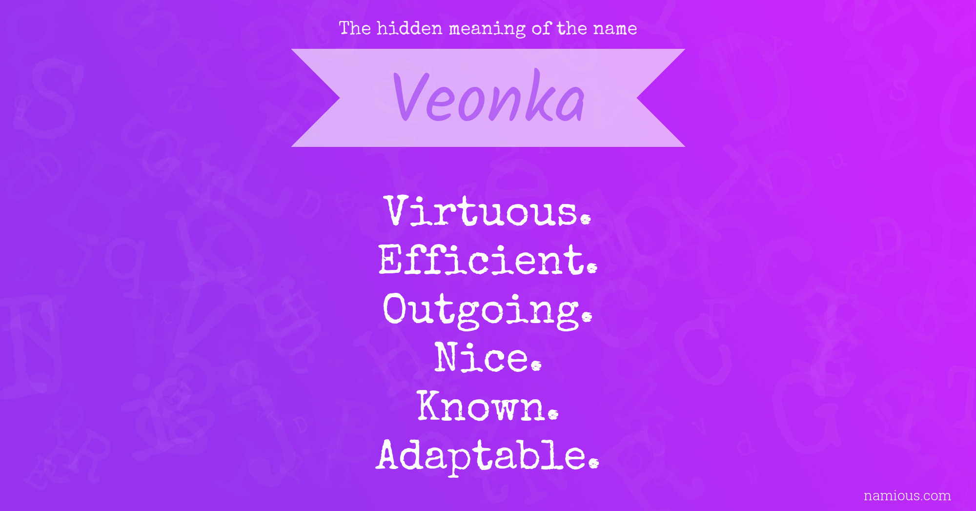 The hidden meaning of the name Veonka