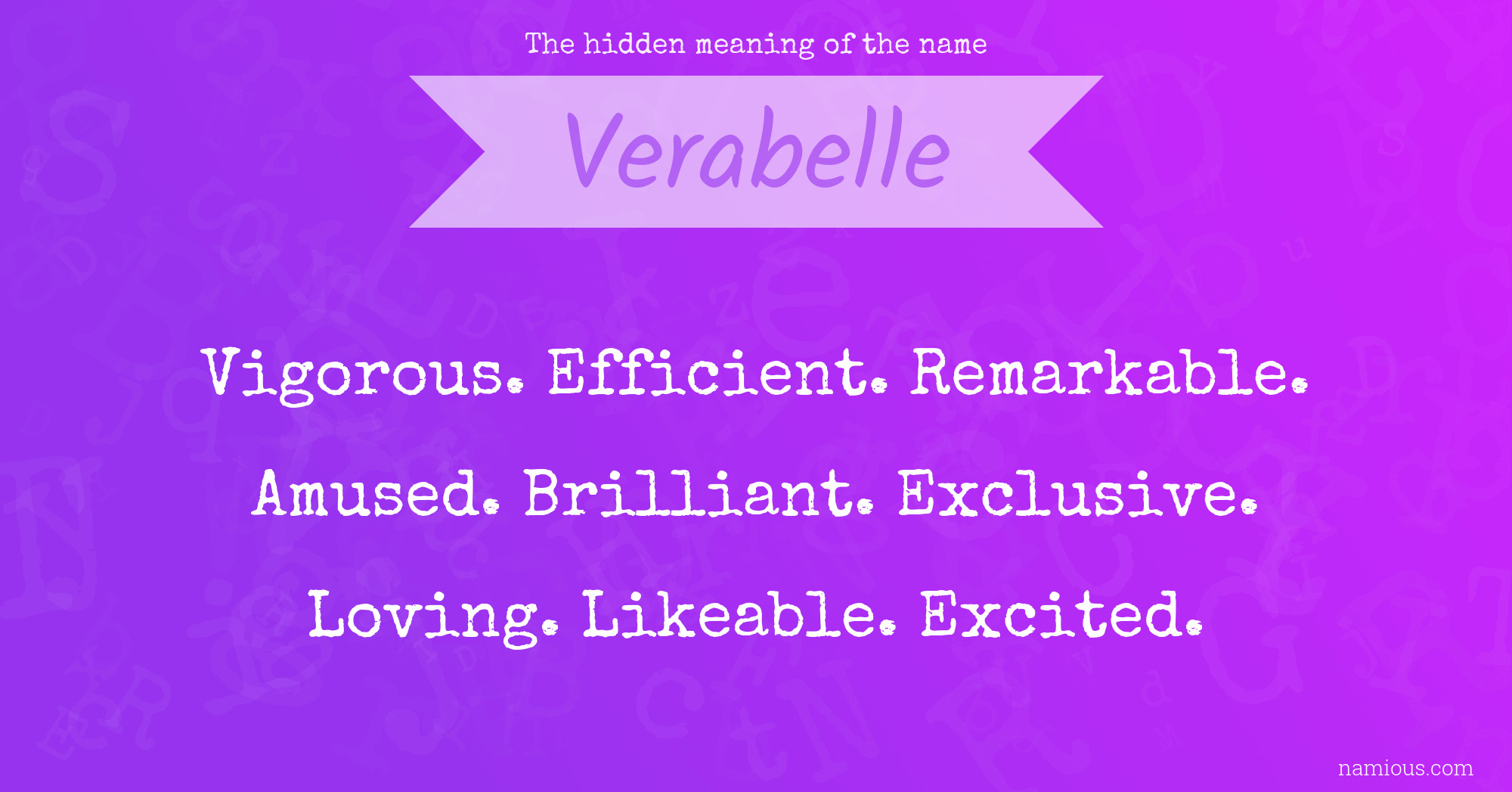 The hidden meaning of the name Verabelle