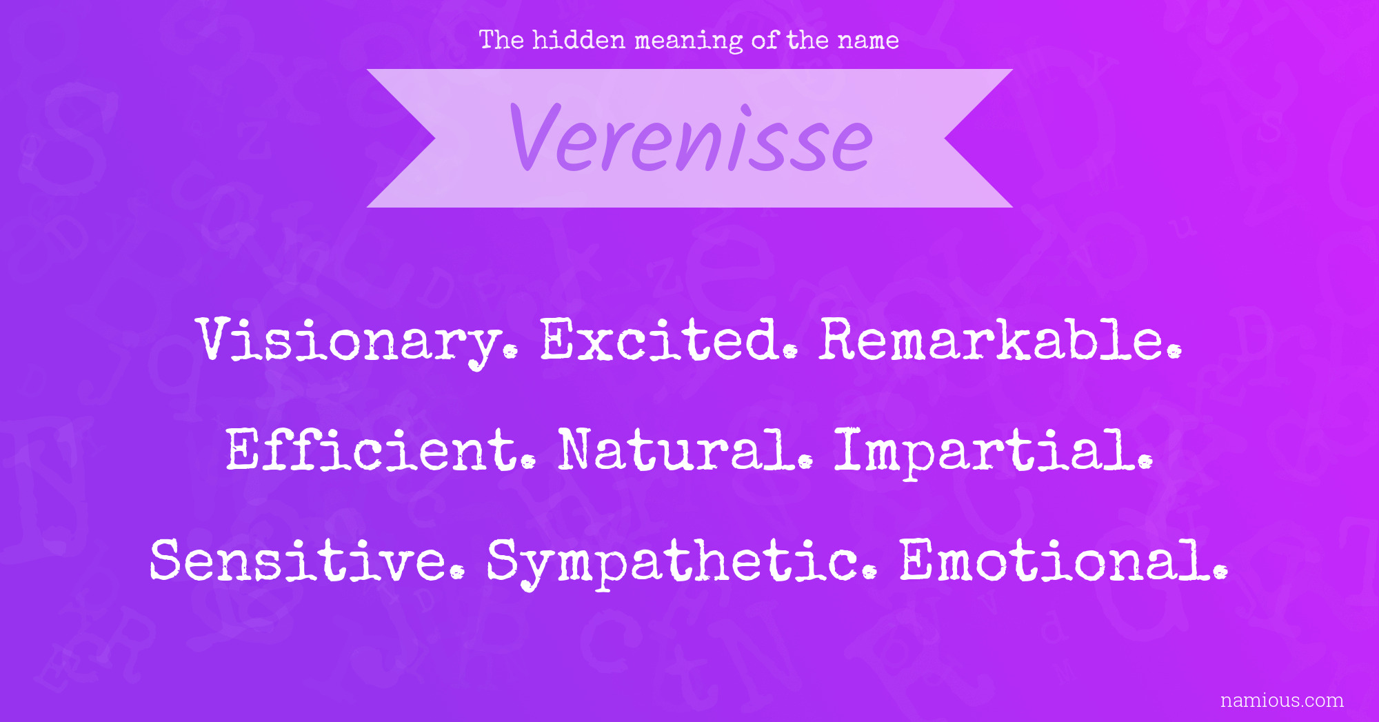The hidden meaning of the name Verenisse