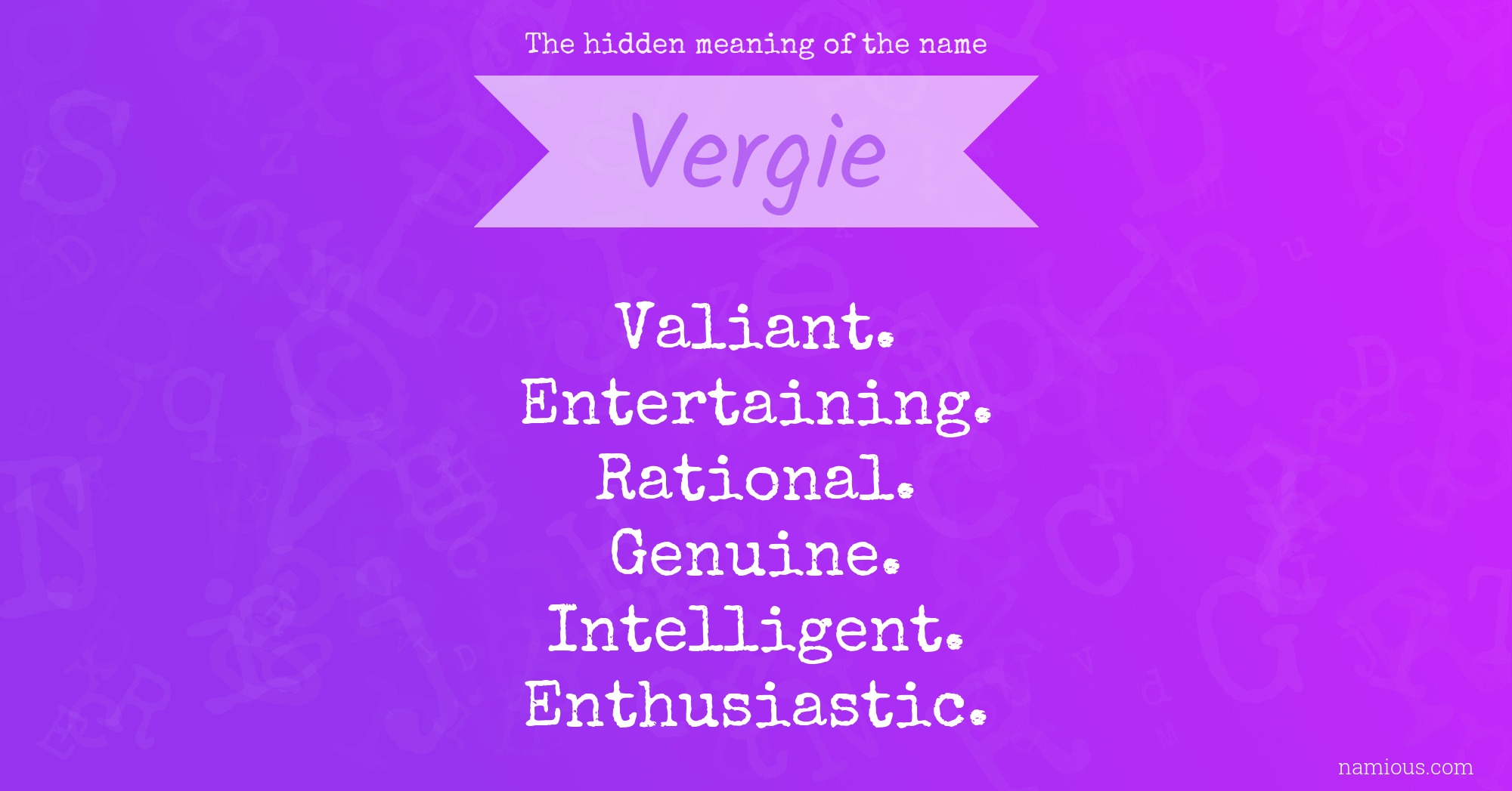 The hidden meaning of the name Vergie