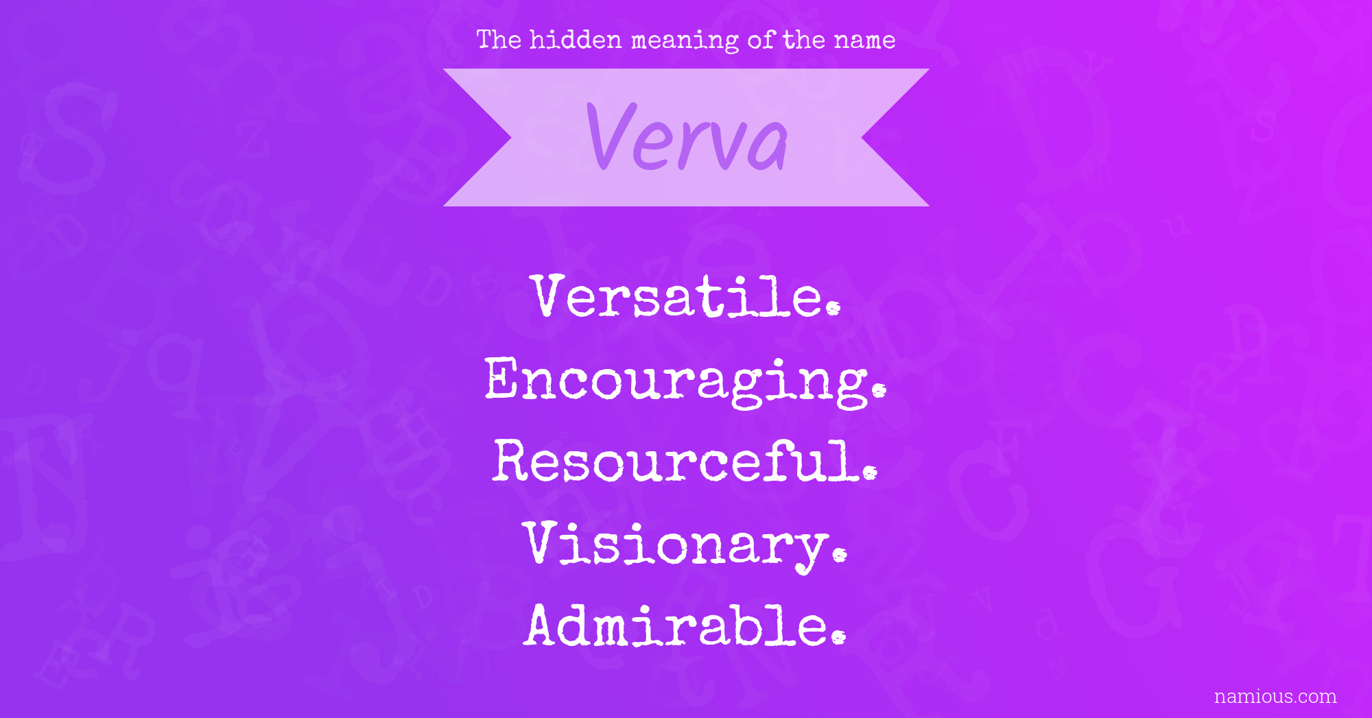 The hidden meaning of the name Verva