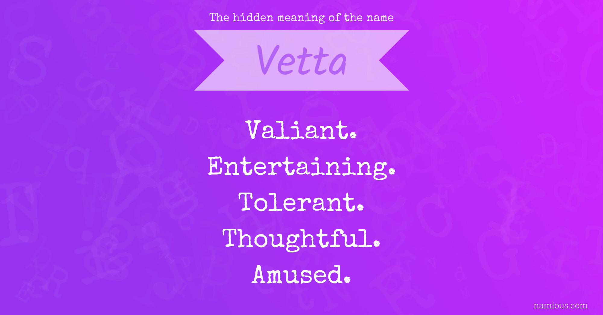 The hidden meaning of the name Vetta