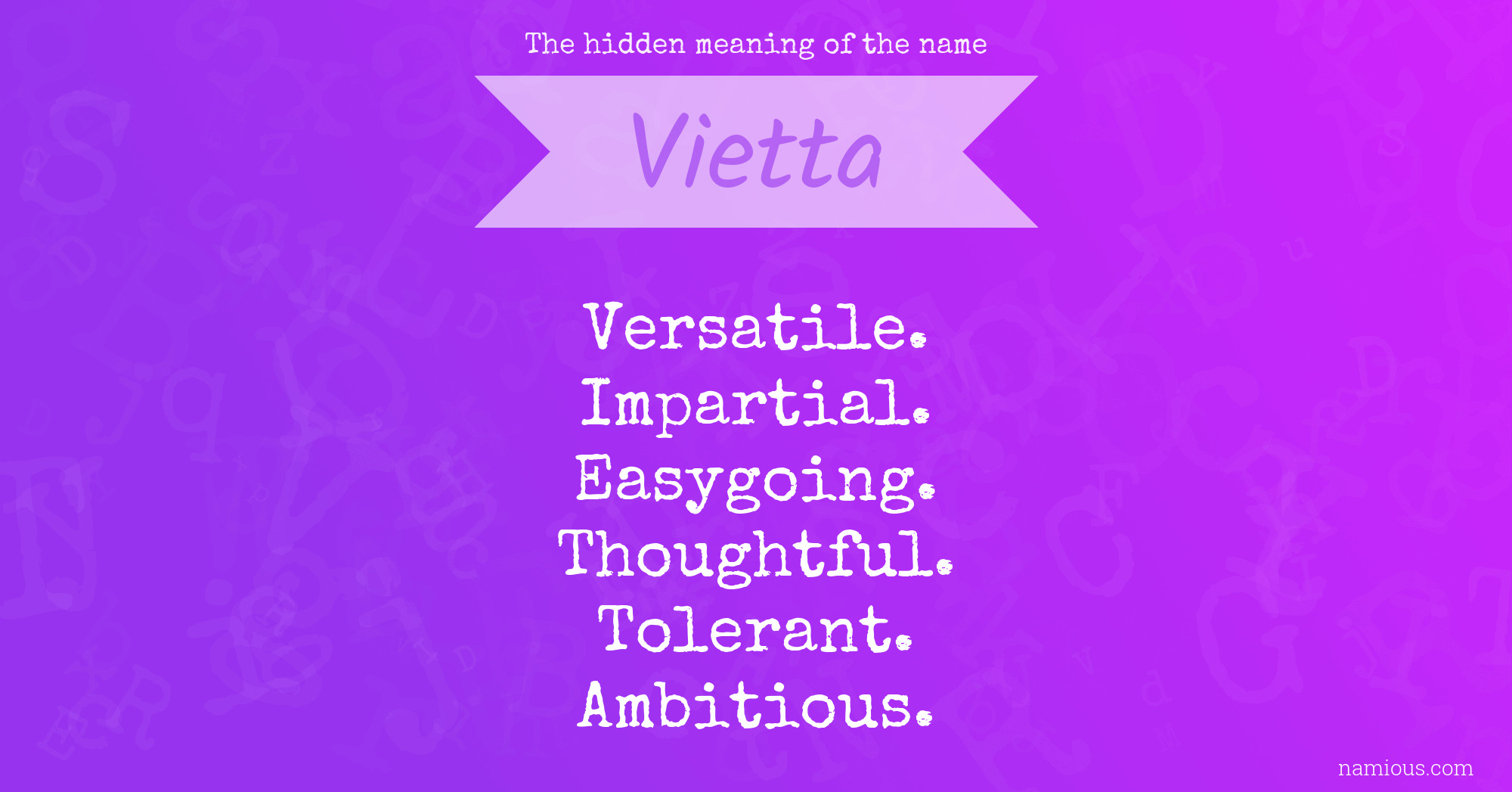 The hidden meaning of the name Vietta