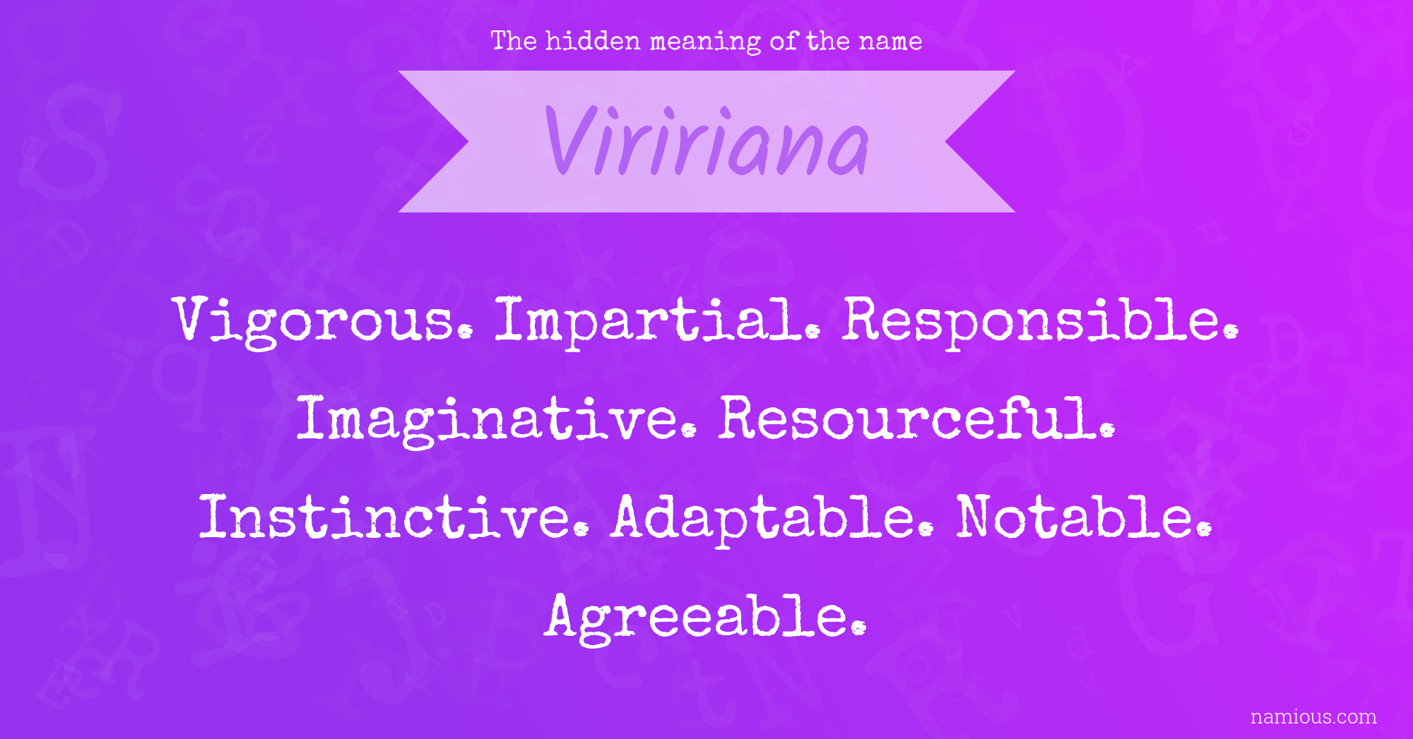 The hidden meaning of the name Viririana