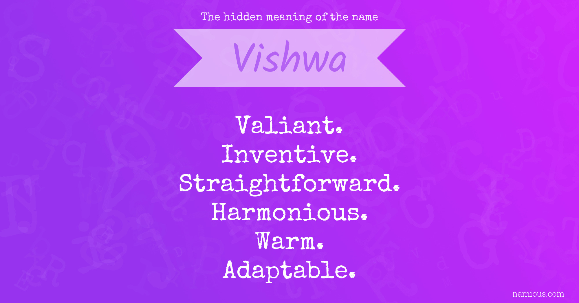 The hidden meaning of the name Vishwa