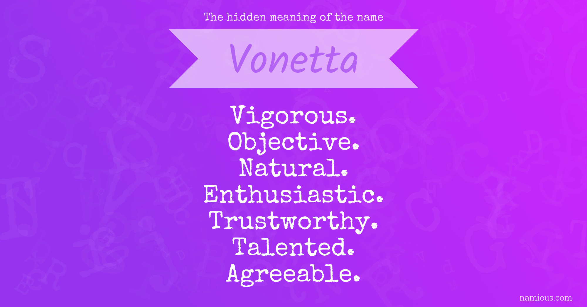 The hidden meaning of the name Vonetta