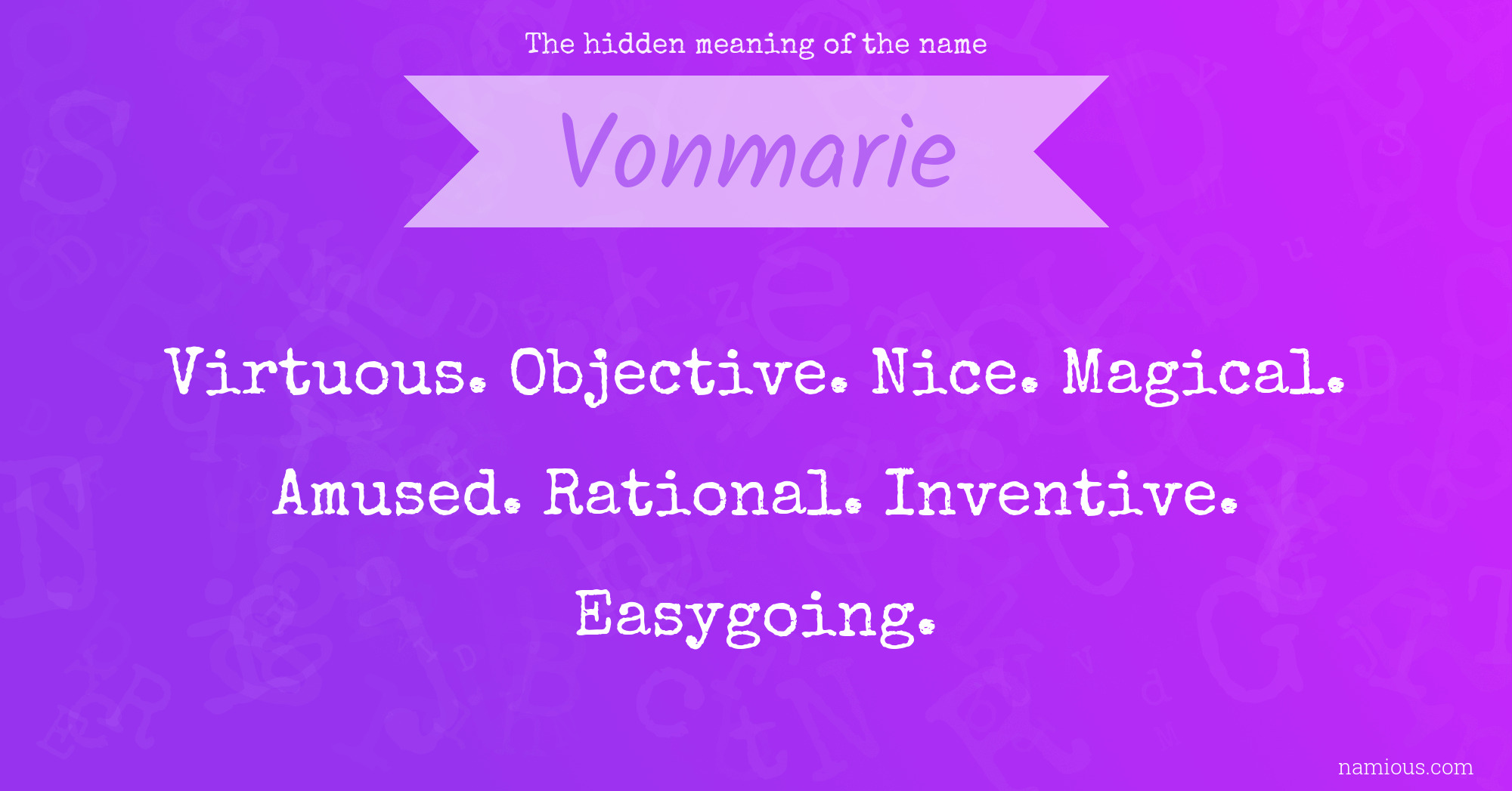 The hidden meaning of the name Vonmarie