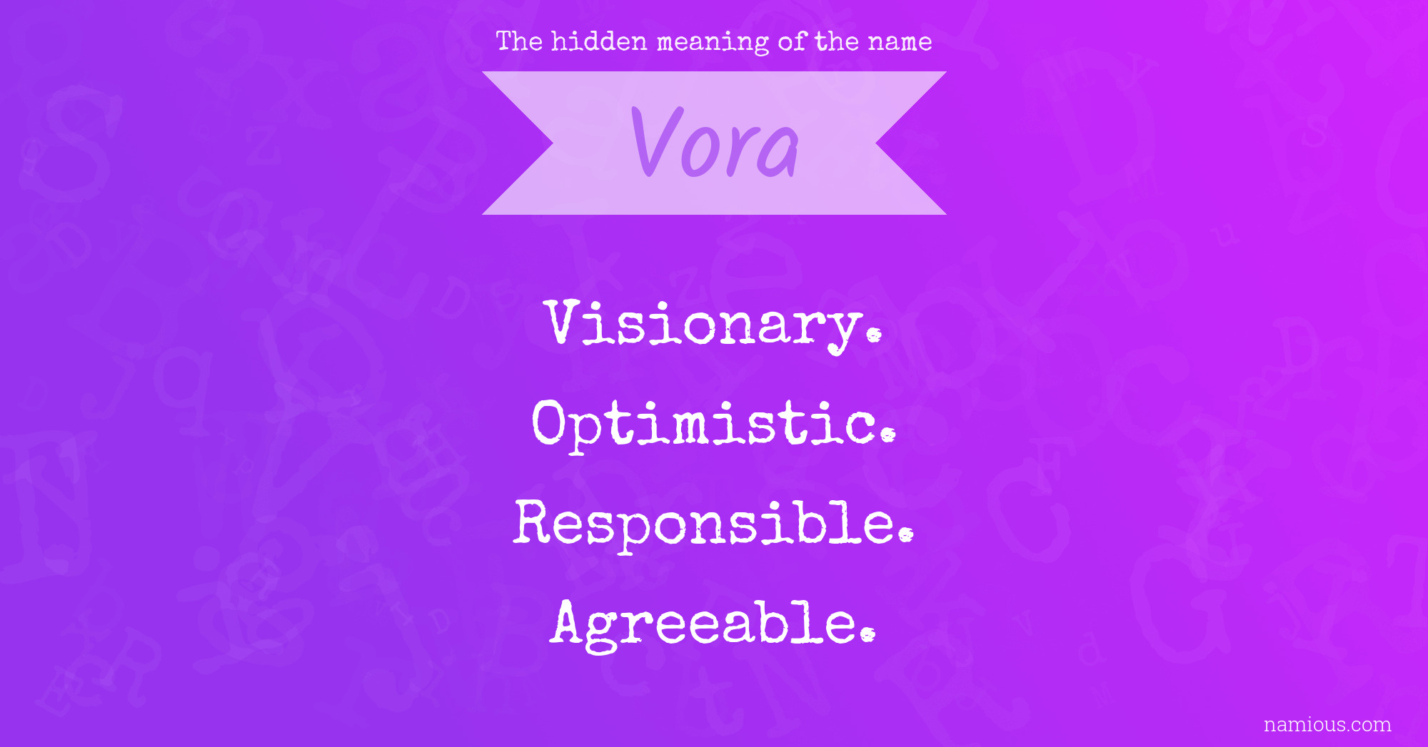 The hidden meaning of the name Vora