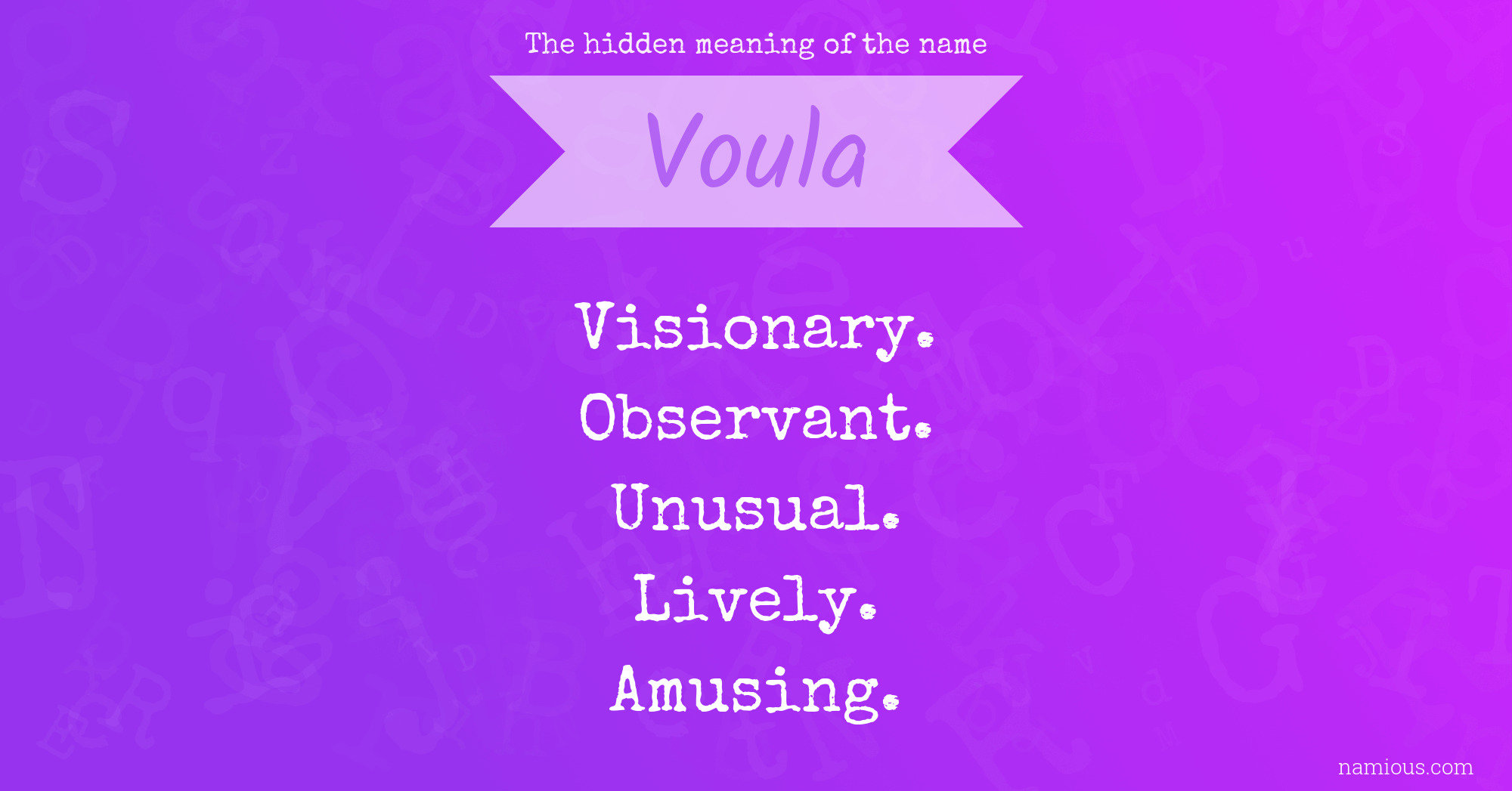 The hidden meaning of the name Voula