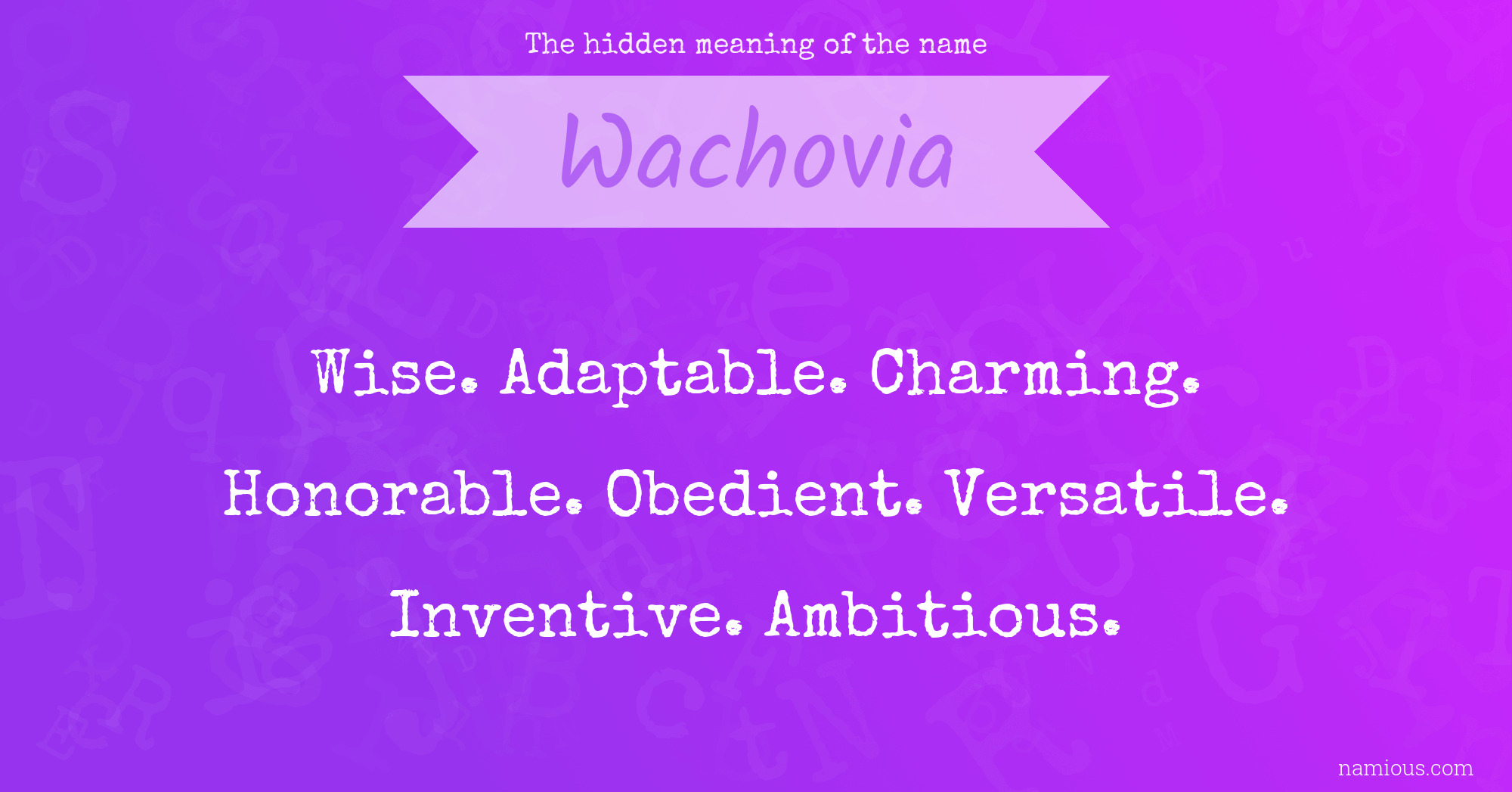 The hidden meaning of the name Wachovia