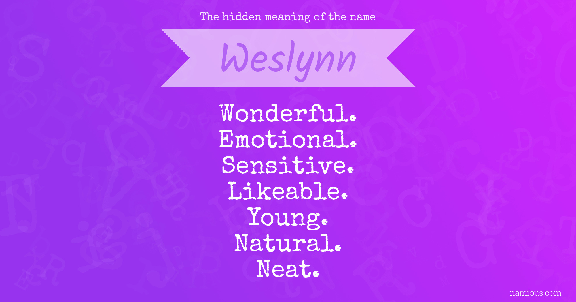 The hidden meaning of the name Weslynn