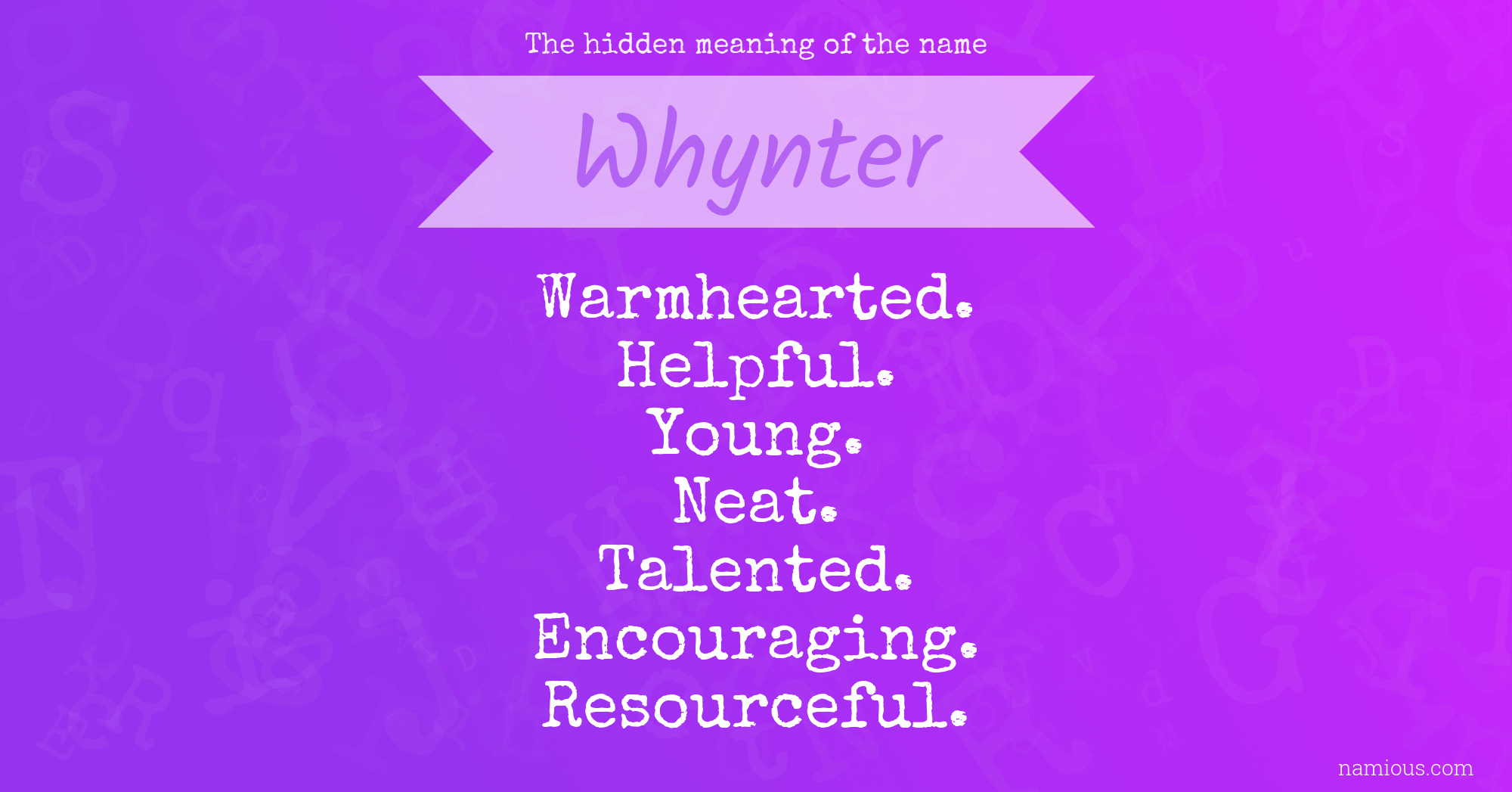 The hidden meaning of the name Whynter