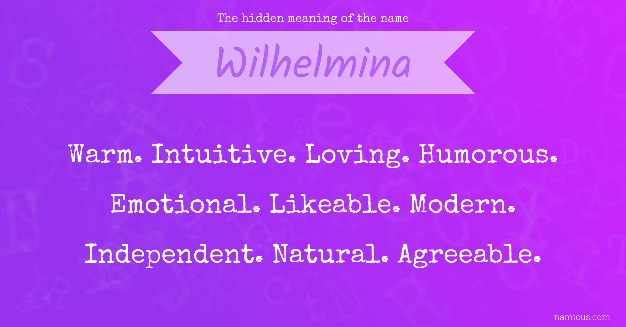 The hidden meaning of the name Wilhelmina