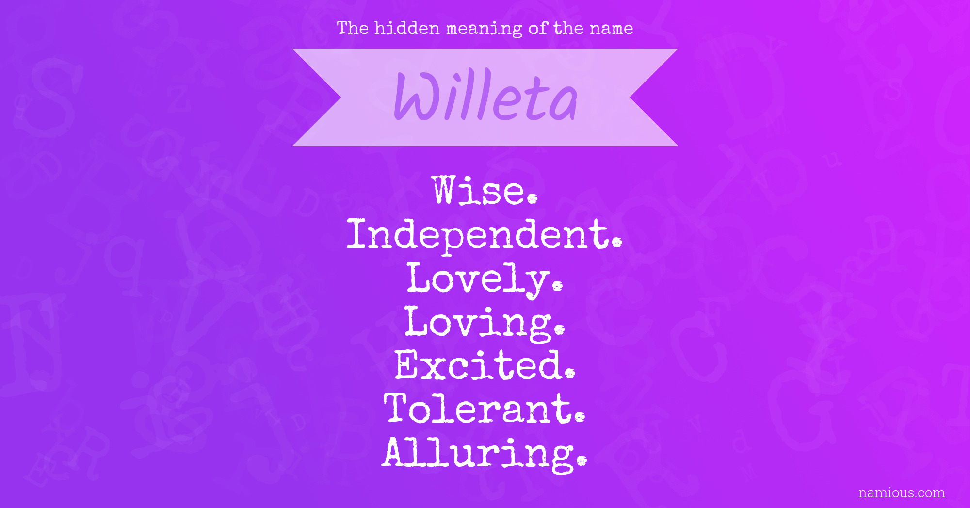 The hidden meaning of the name Willeta