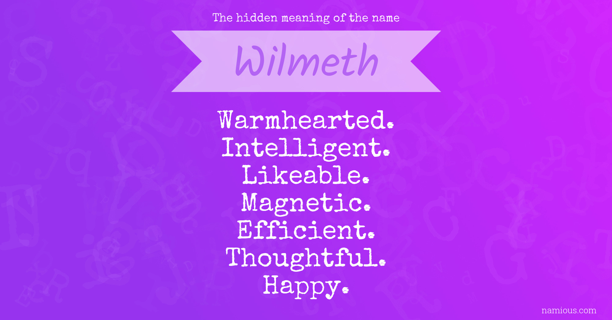 The hidden meaning of the name Wilmeth