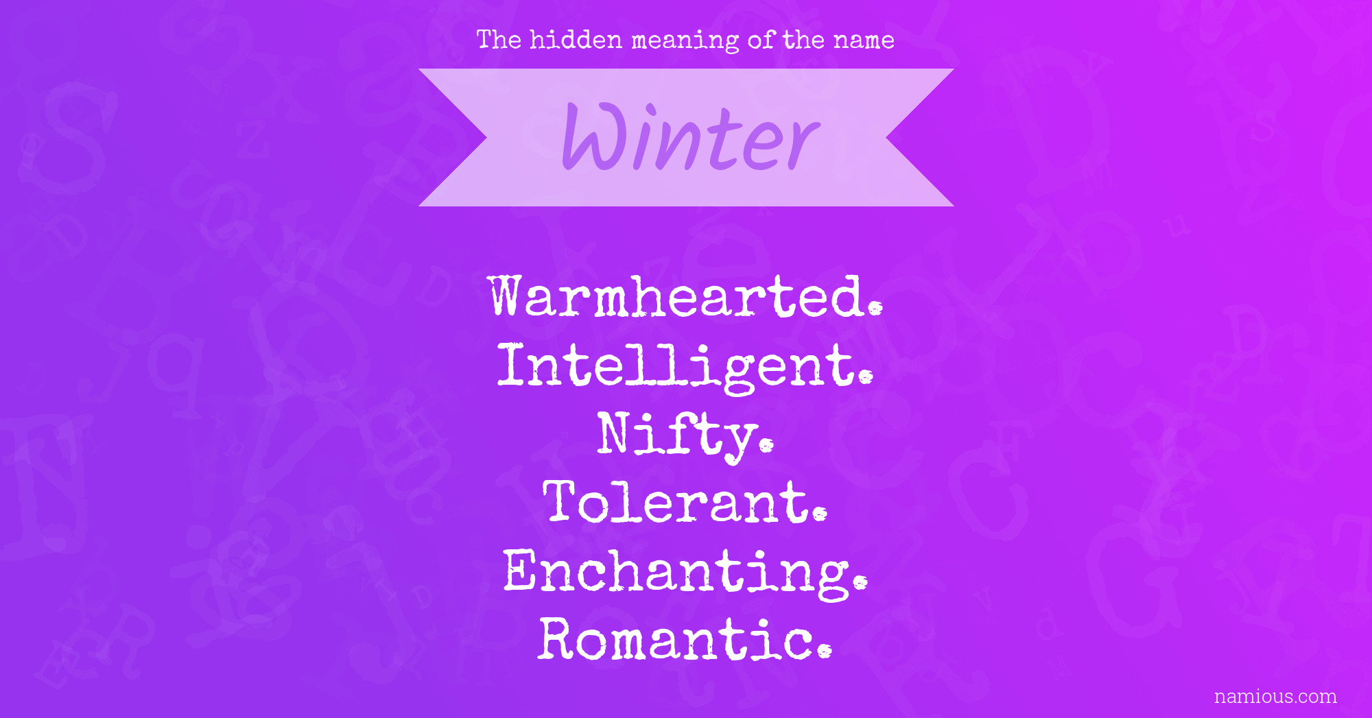 The hidden meaning of the name Winter