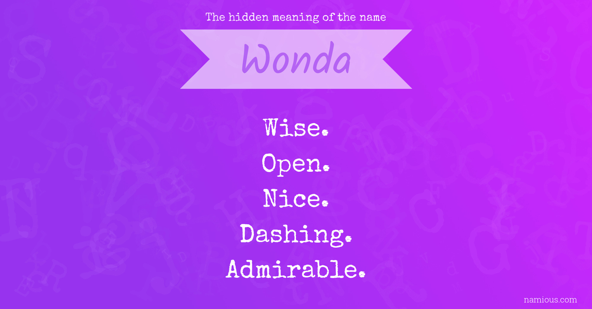 The hidden meaning of the name Wonda